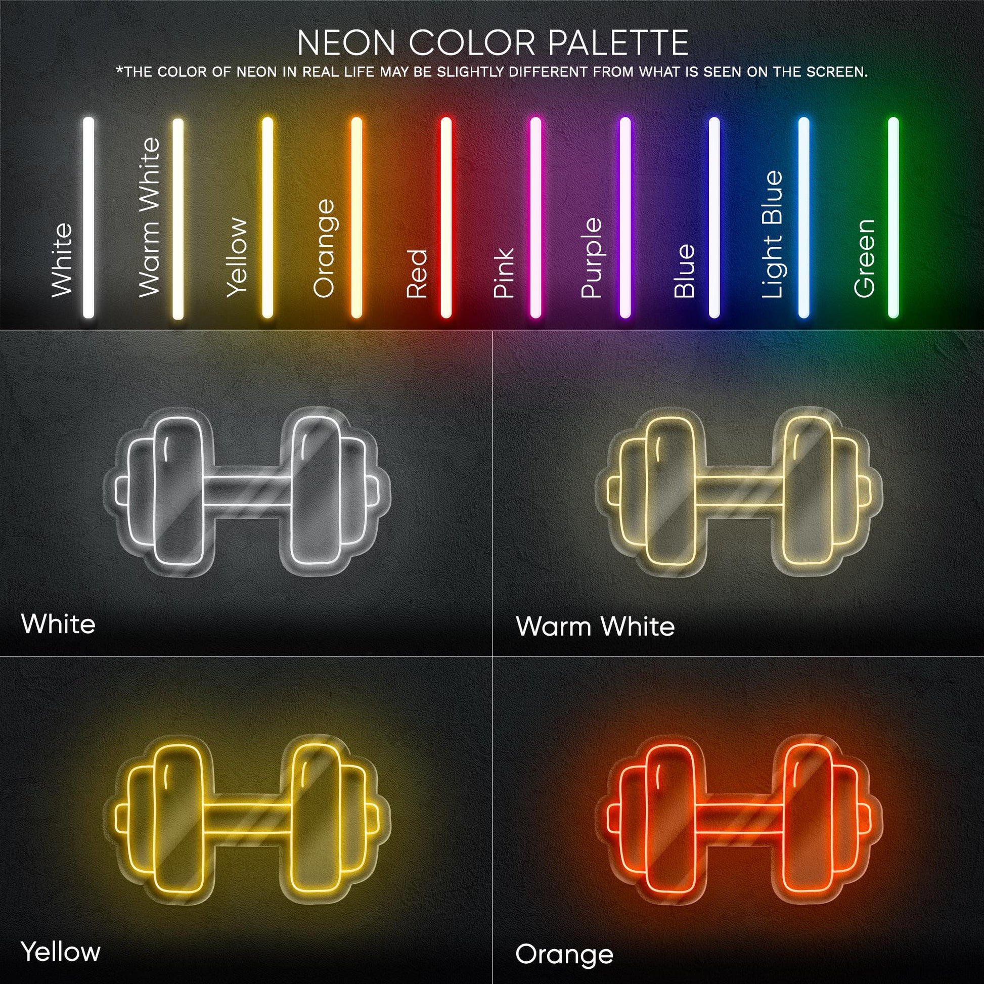 Dumbbell LED Neon Sign - Modern Gym Wall Light for Home Workout Room, Fitness Studio or Gym – Gift Idea for Athletes and Bodybuilders