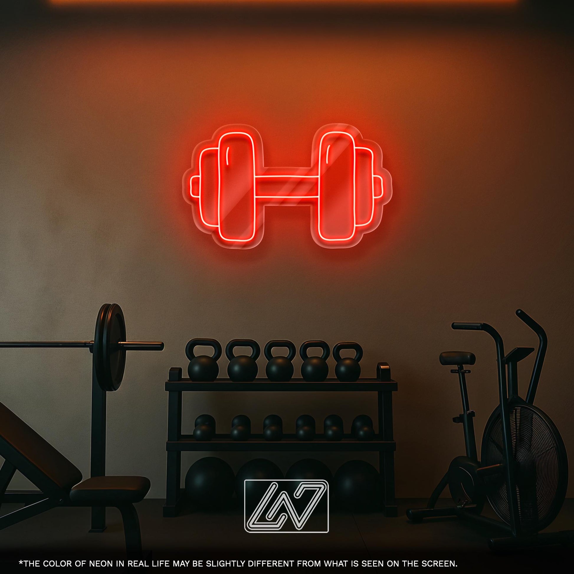 Dumbbell LED Neon Sign - Modern Gym Wall Light for Home Workout Room, Fitness Studio or Gym – Gift Idea for Athletes and Bodybuilders