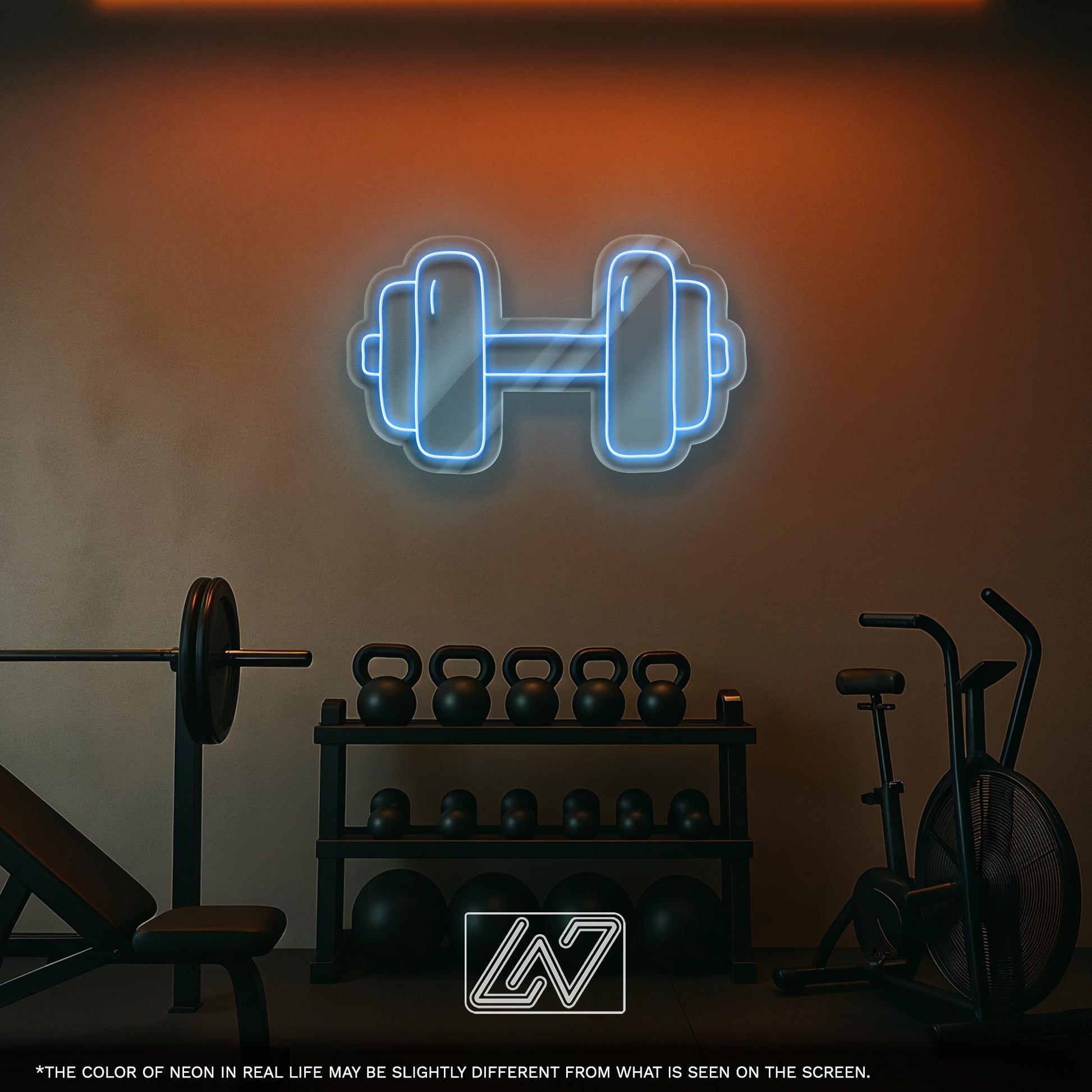 Dumbbell LED Neon Sign - Modern Gym Wall Light for Home Workout Room, Fitness Studio or Gym – Gift Idea for Athletes and Bodybuilders