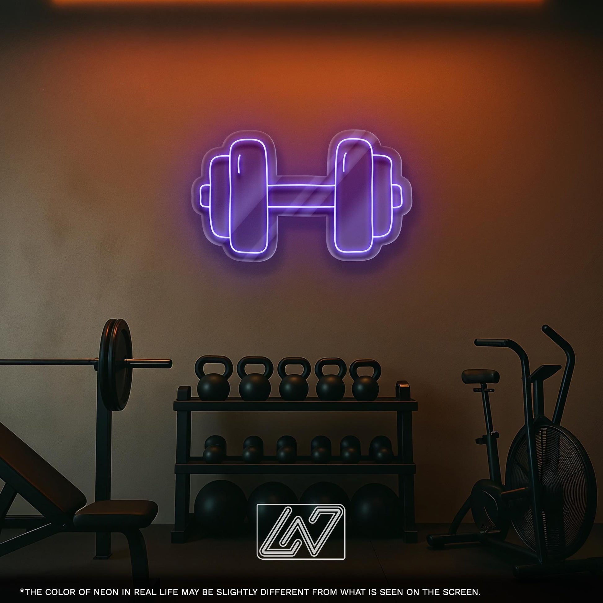 Dumbbell LED Neon Sign - Modern Gym Wall Light for Home Workout Room, Fitness Studio or Gym – Gift Idea for Athletes and Bodybuilders