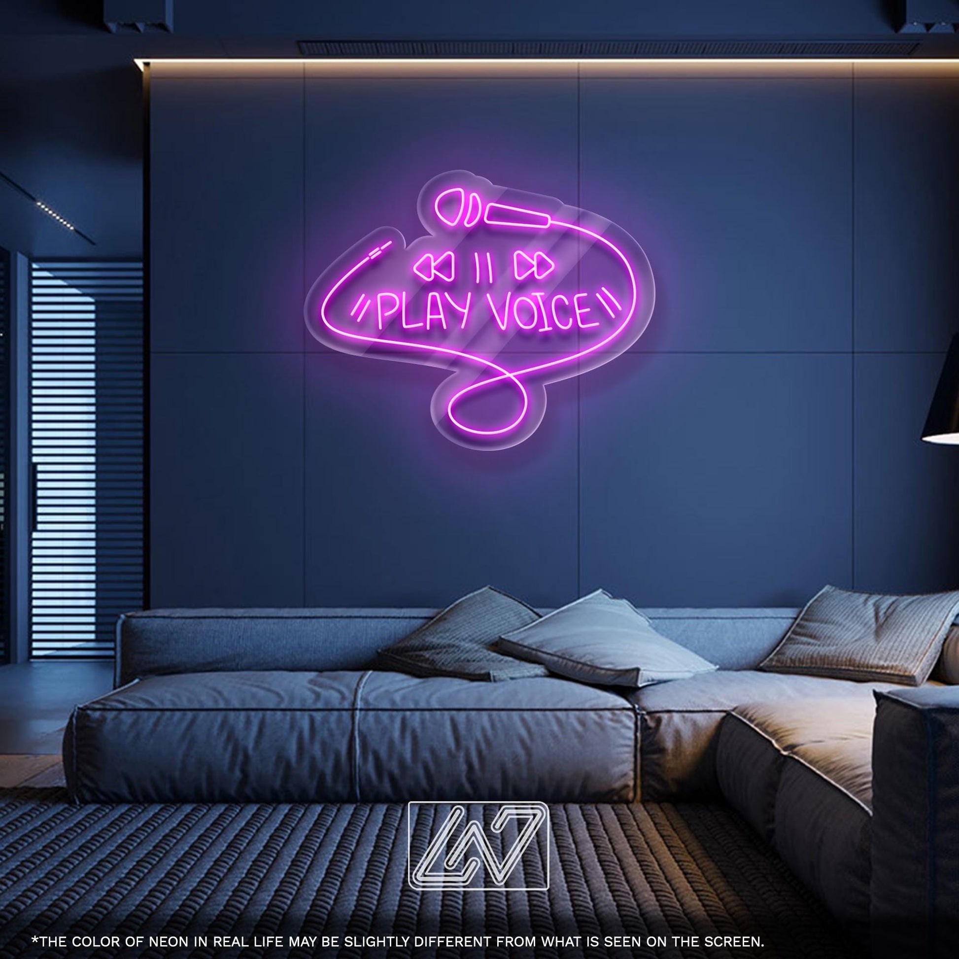 Play Voice LED Neon Sign – Microphone Wall Light for Podcast Studio, Karaoke Room or Music Bar, Cool Gift for Creators and Singers
