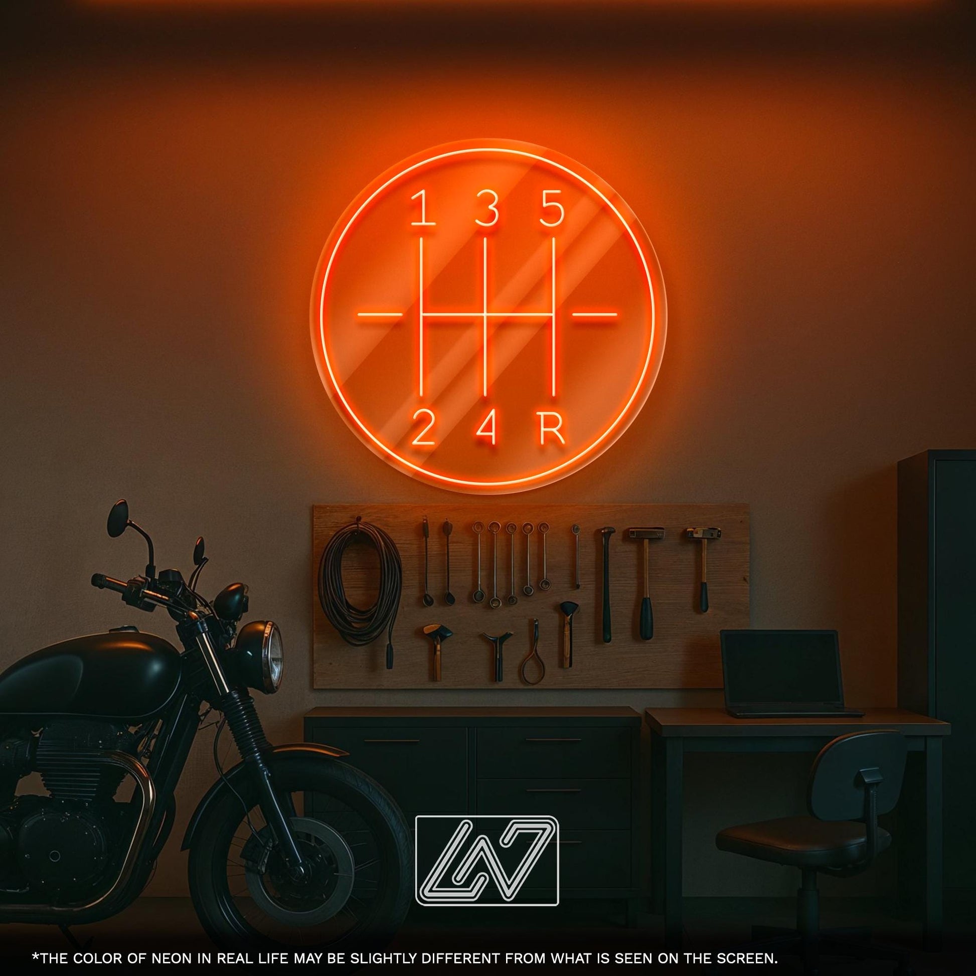Gear Transmission LED Neon Sign – Industrial Style Light for Garage, Auto Shop, Man Cave or Workshop, Great Gift for Car and Mechanic Lovers