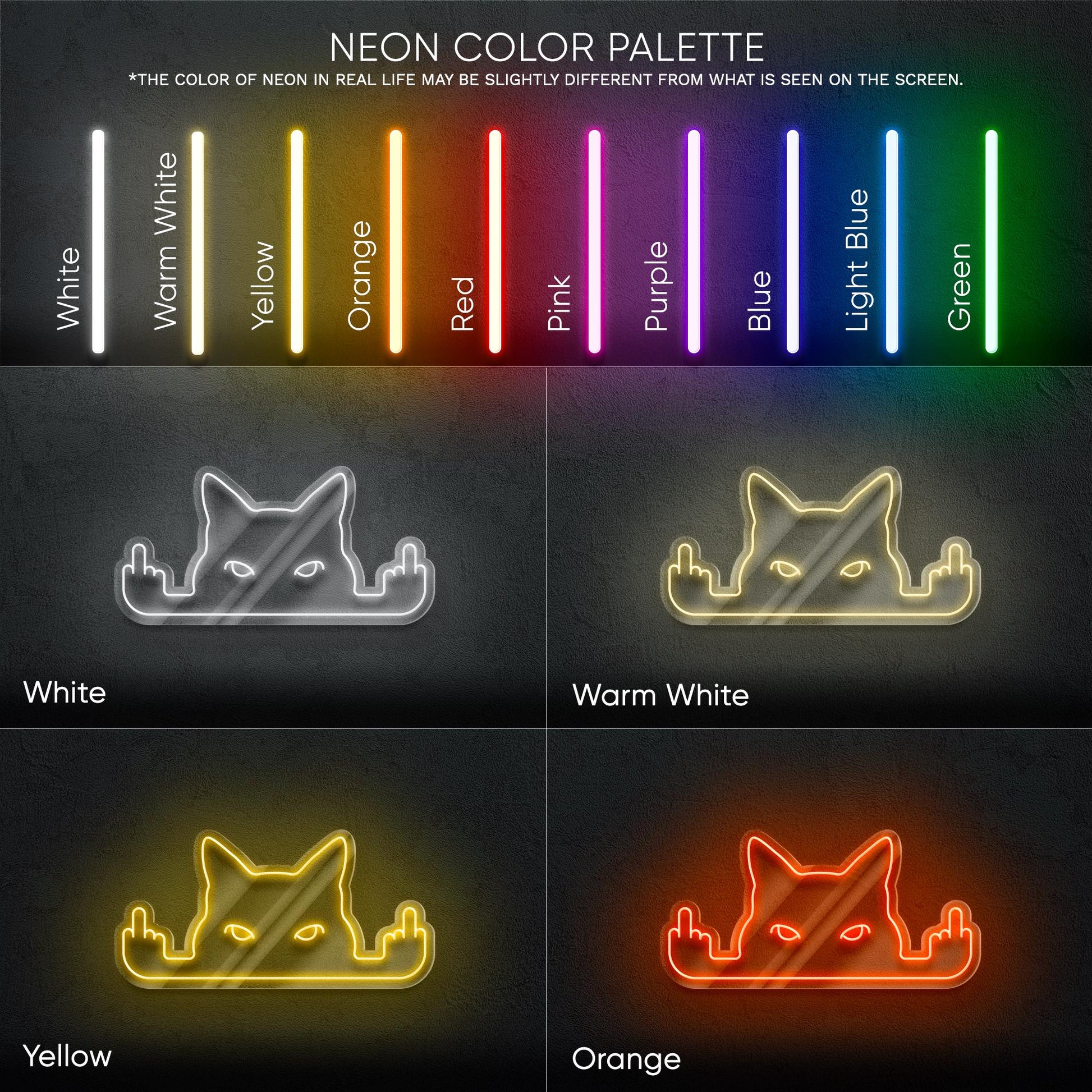 F*ck Cat LED Neon Sign – Funny rebellious room decor for cat lovers, teens or gamers, bold statement piece with attitude