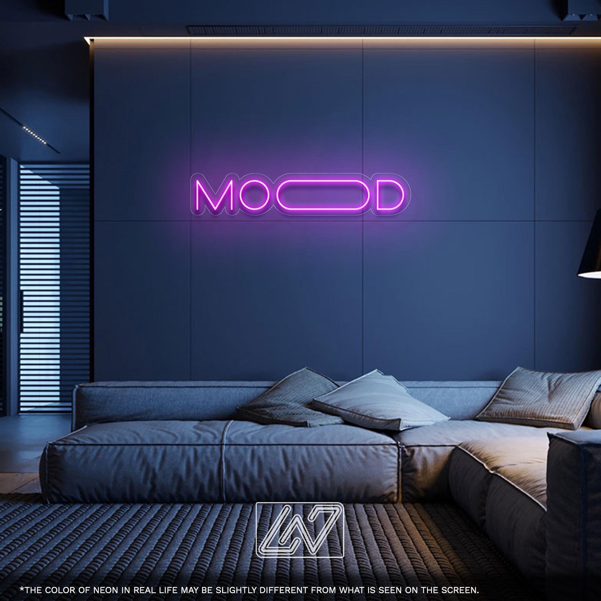 MOOD LED Neon Sign - Minimalist neon sign to set the vibe for bedrooms, studios, gaming rooms or creative spaces, great for modern interiors