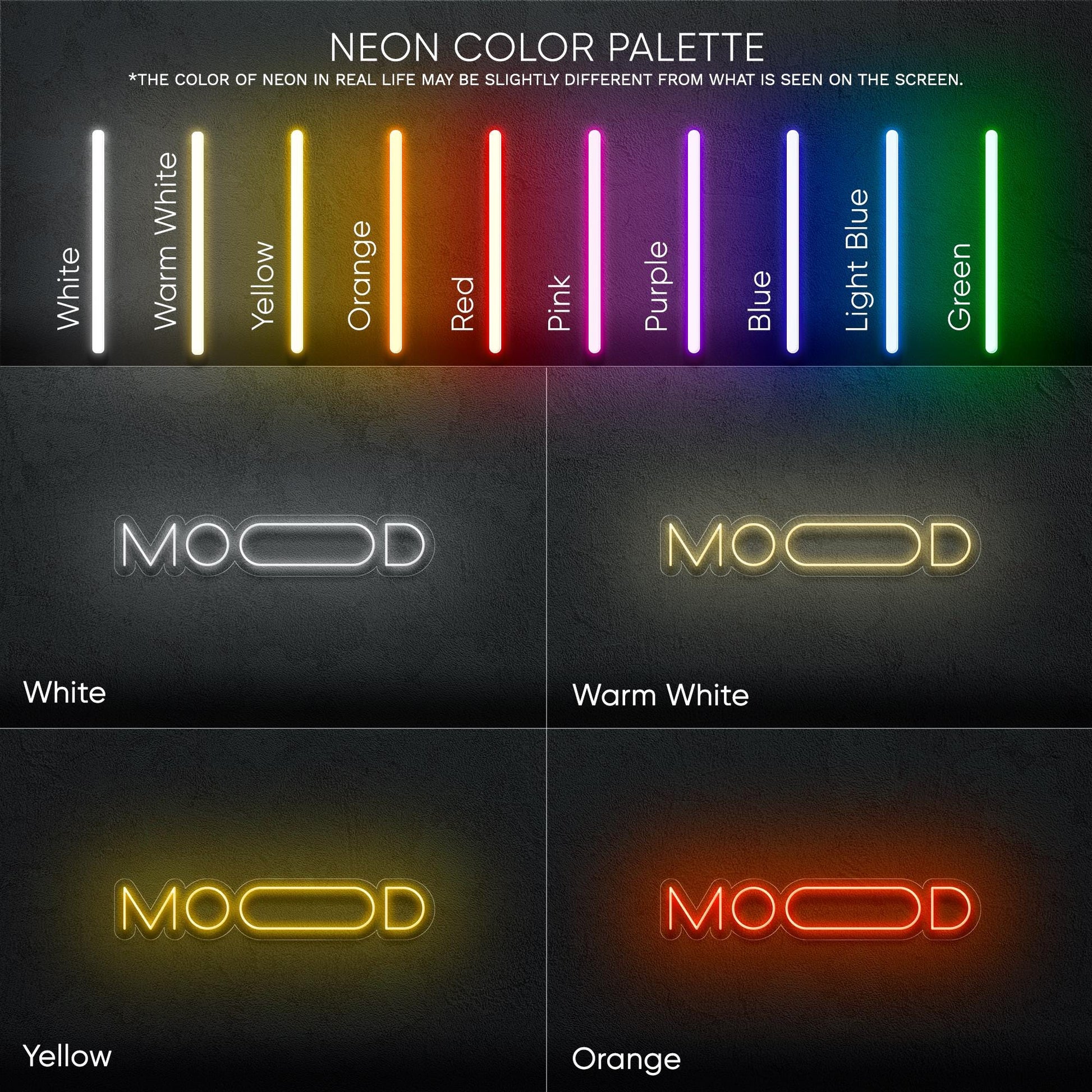 MOOD LED Neon Sign - Minimalist neon sign to set the vibe for bedrooms, studios, gaming rooms or creative spaces, great for modern interiors