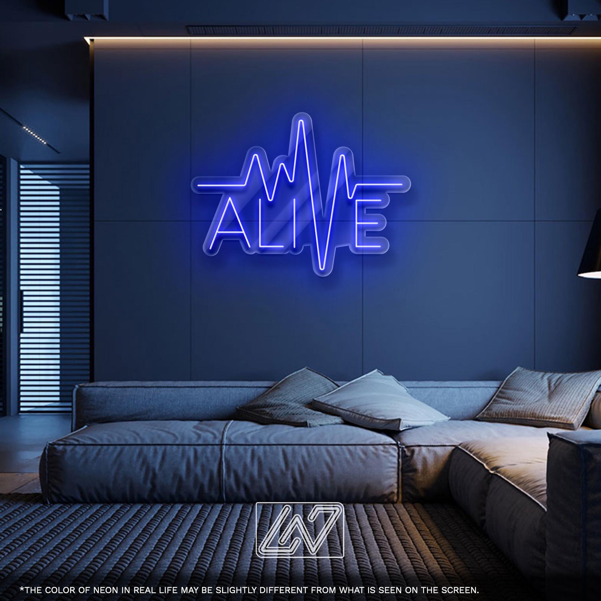 ALIVE LED Neon Sign – Electric heartbeat wall light with pulse design, perfect for gyms, studios, or modern interiors to energize your space