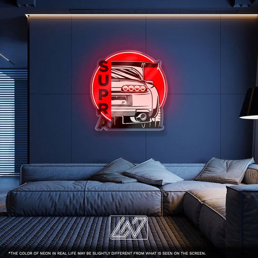 Toyota Supra Neon Sign - Custom LED sign for JDM car lovers, perfect for garage decor, car meet displays, or tuning enthusiast gifts