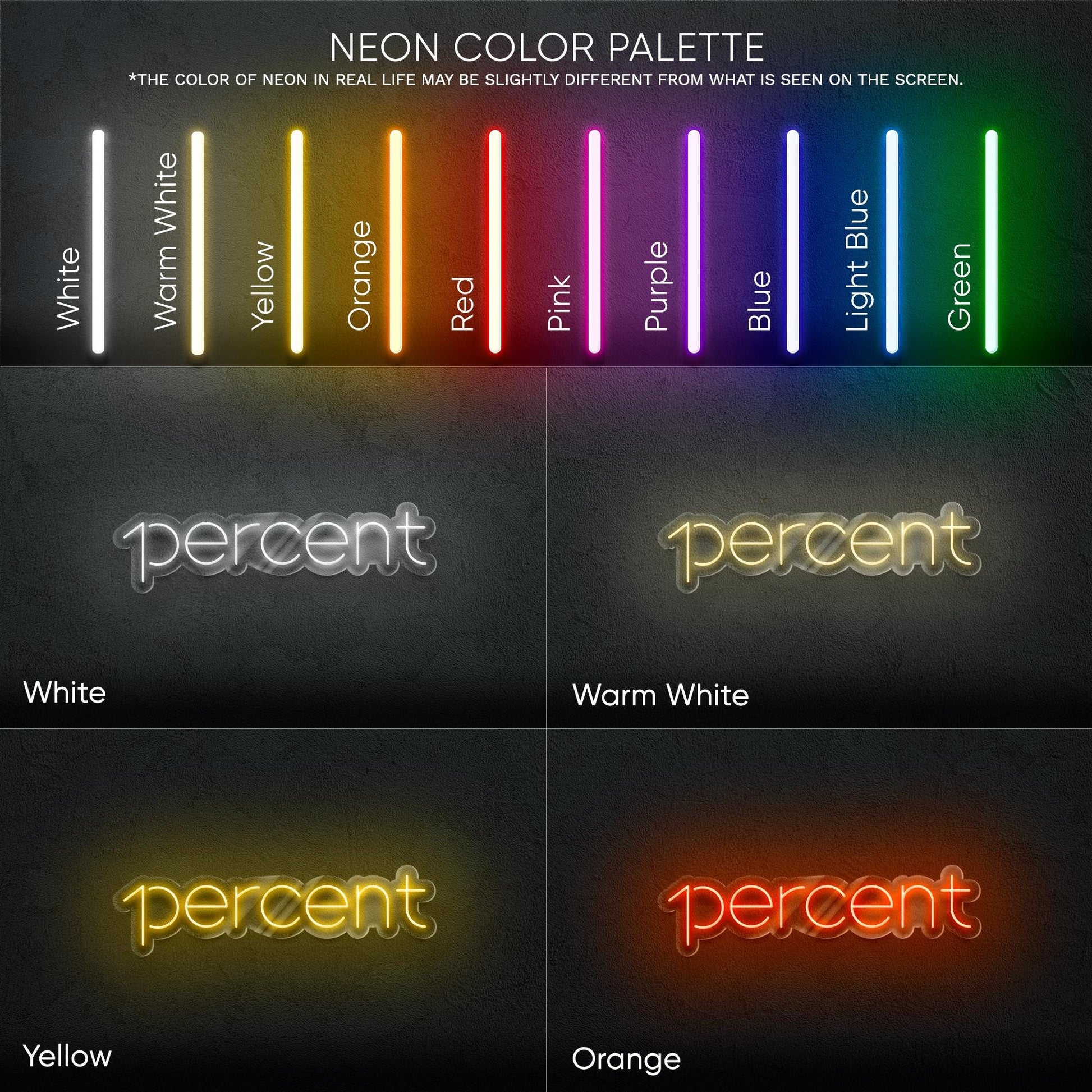 1Percent Neon Sign - Motivational LED wall decor with clean modern typography, perfect for gyms, offices, studios or goal-oriented spaces