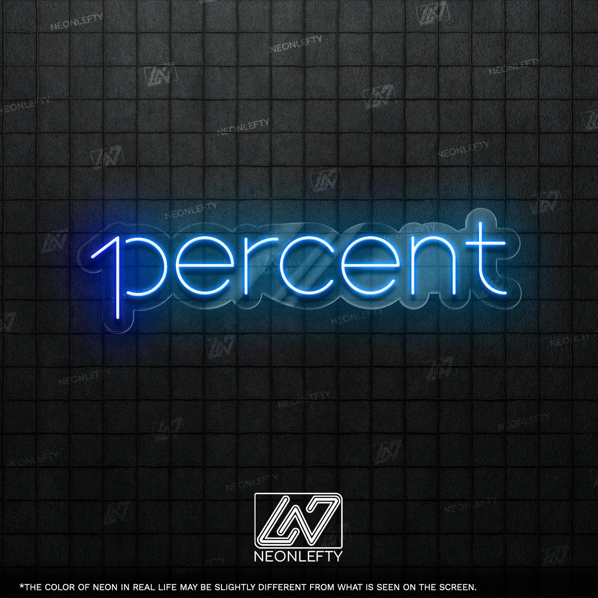 1Percent Neon Sign - Motivational LED wall decor with clean modern typography, perfect for gyms, offices, studios or goal-oriented spaces