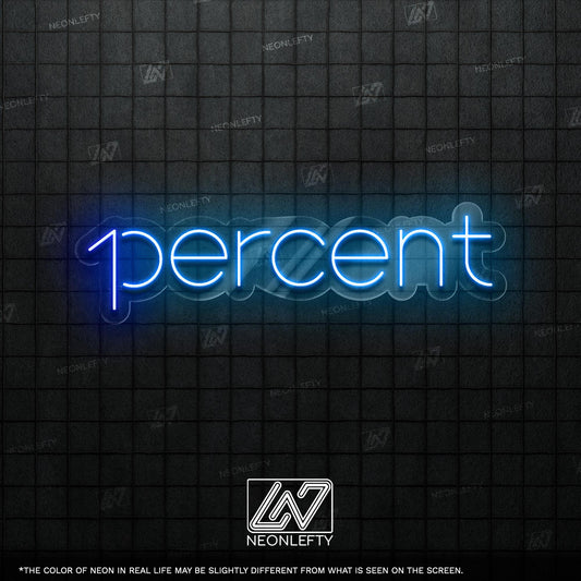 1Percent Neon Sign - Motivational LED wall decor with clean modern typography, perfect for gyms, offices, studios or goal-oriented spaces