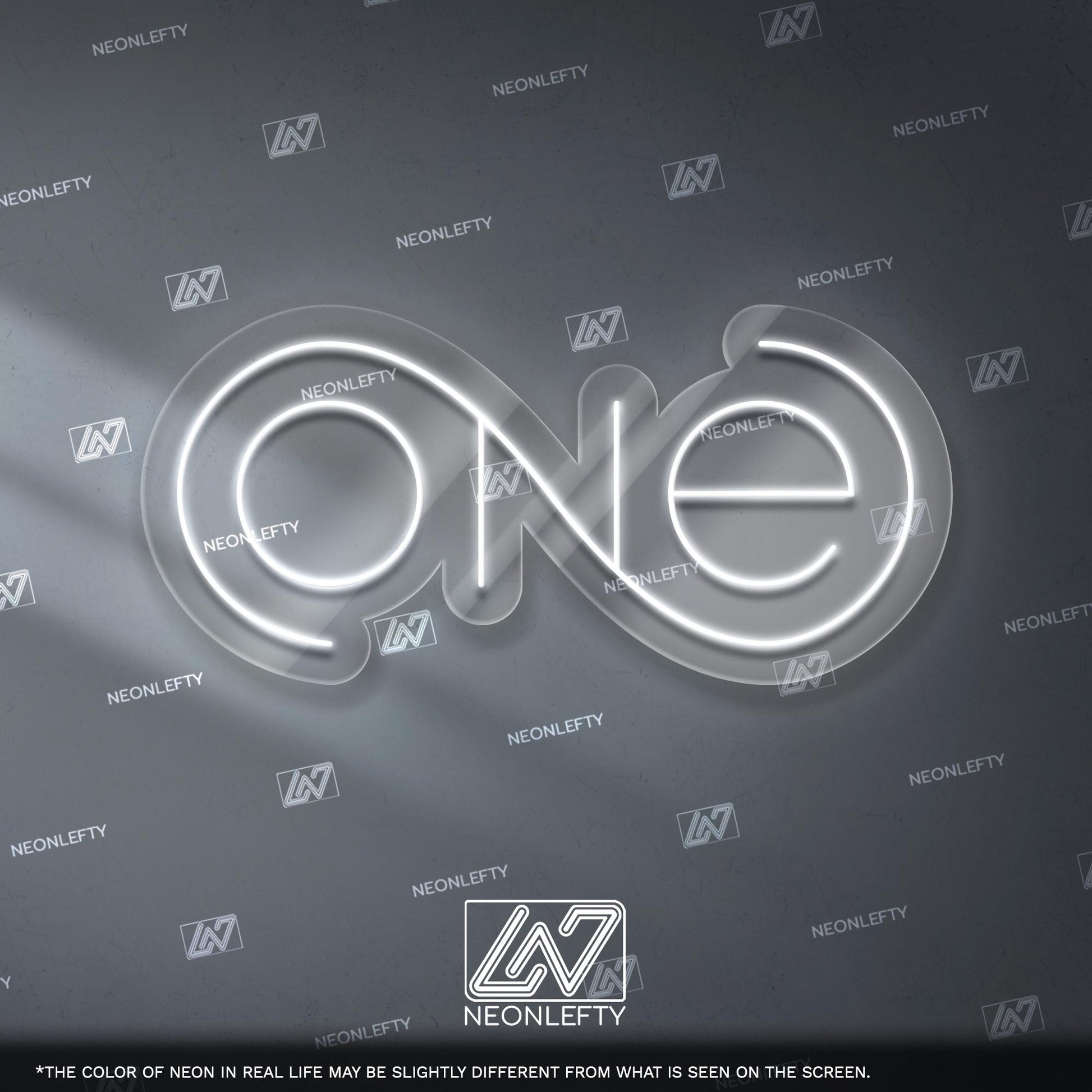 One Neon Sign - Elegant LED wall art with continuous loop design, perfect for bedrooms, offices, meditation rooms,symbolic interior accents.