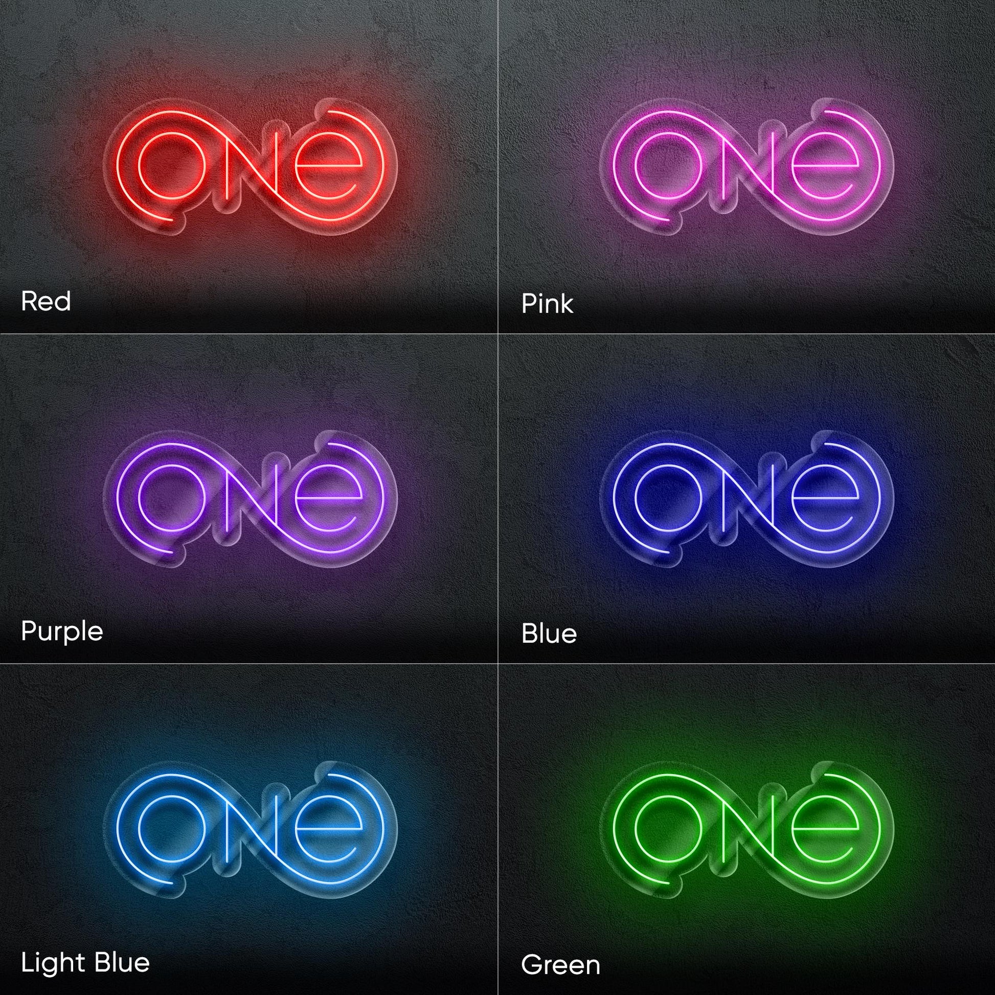 One Neon Sign - Elegant LED wall art with continuous loop design, perfect for bedrooms, offices, meditation rooms,symbolic interior accents.