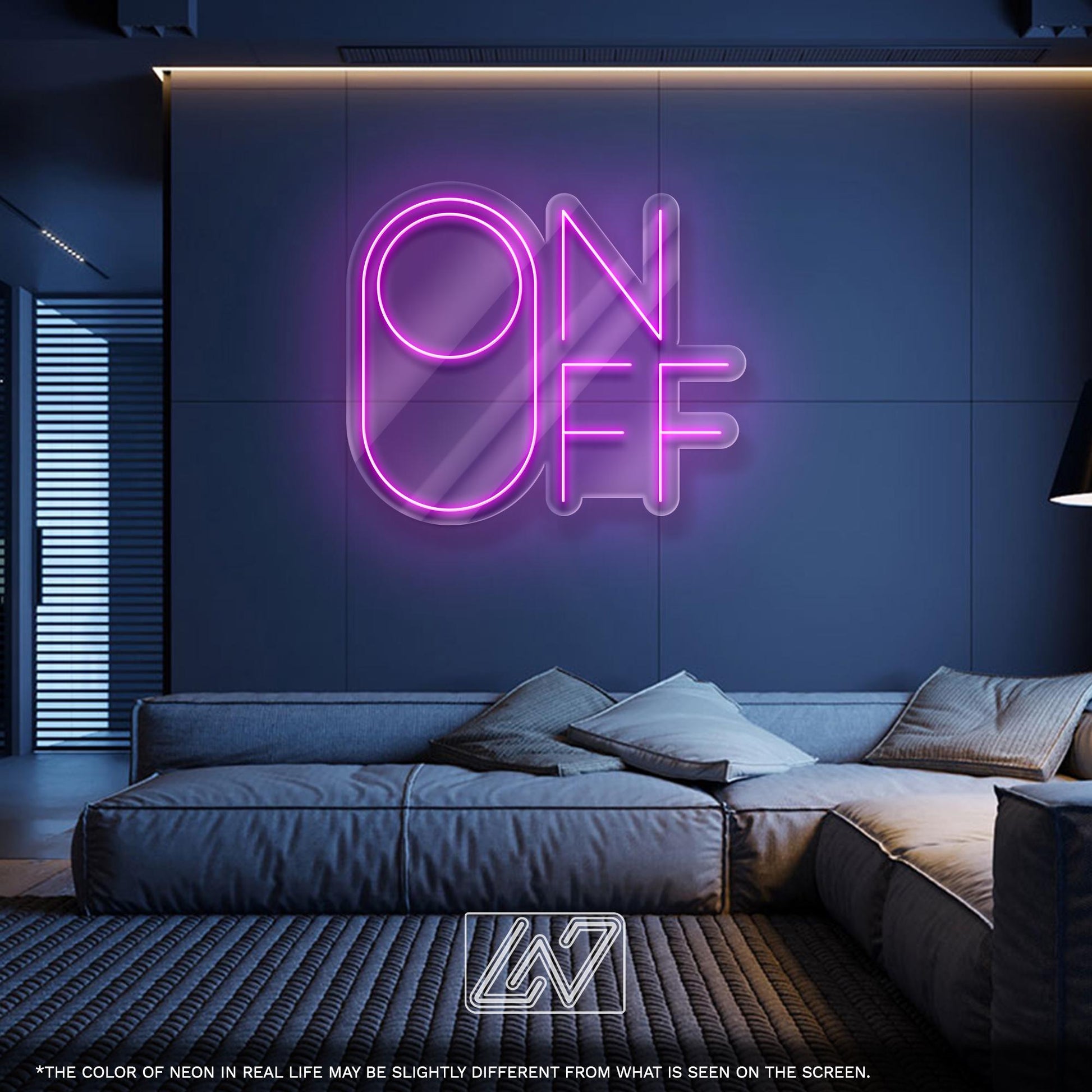 On Off LED Neon Sign - Minimalist wall art for tech lovers, modern interiors, game rooms, or creative offices, perfect for stylish decor