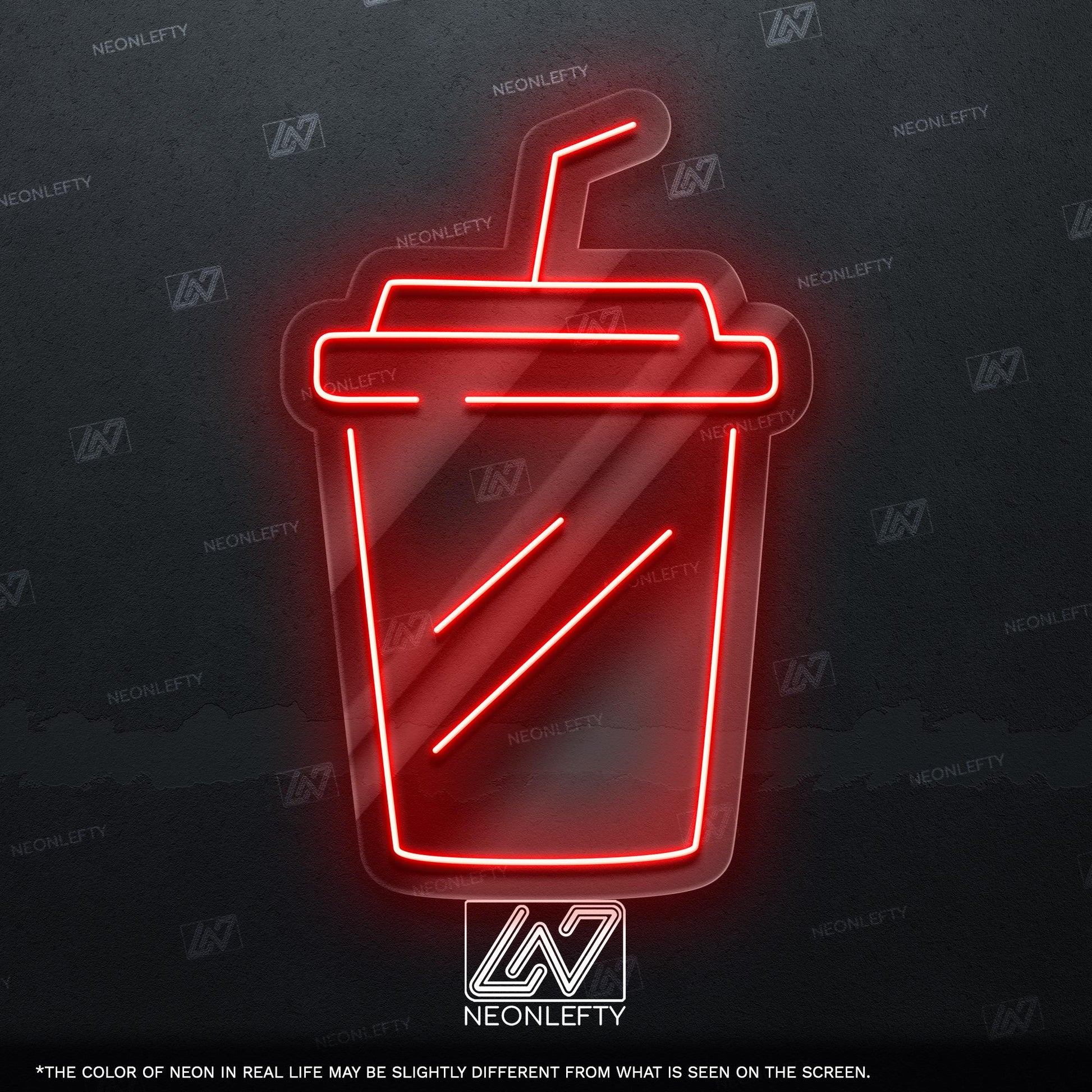 Coffee Cup Neon Sign - Minimal LED art shaped like a takeaway cup with straw, perfect for cafes, kitchens, offices or modern coffee corners