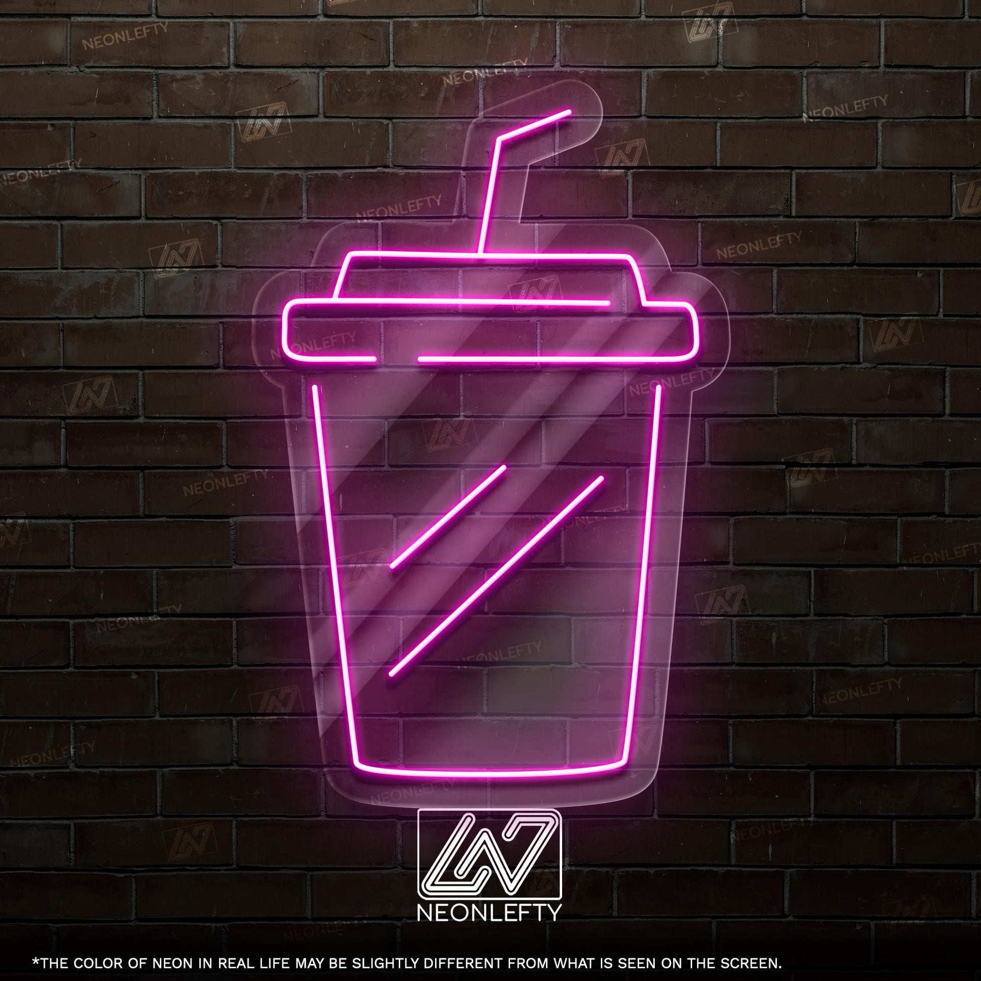Coffee Cup Neon Sign - Minimal LED art shaped like a takeaway cup with straw, perfect for cafes, kitchens, offices or modern coffee corners