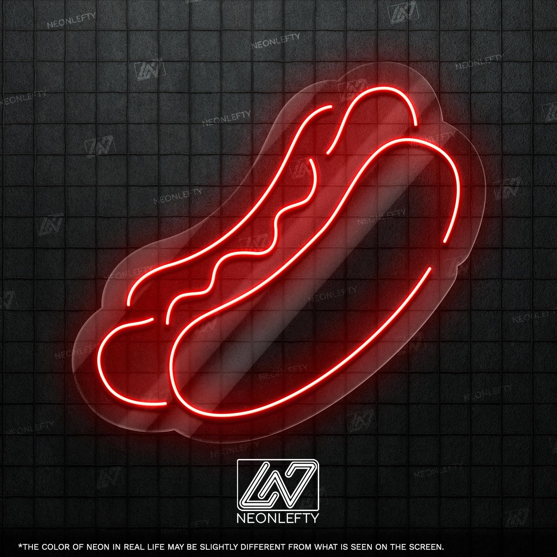 Hotdog Neon Sign - Fun and bold LED decor in the shape of a classic hotdog, perfect for diners, cafes, food trucks, kitchens, snack corners