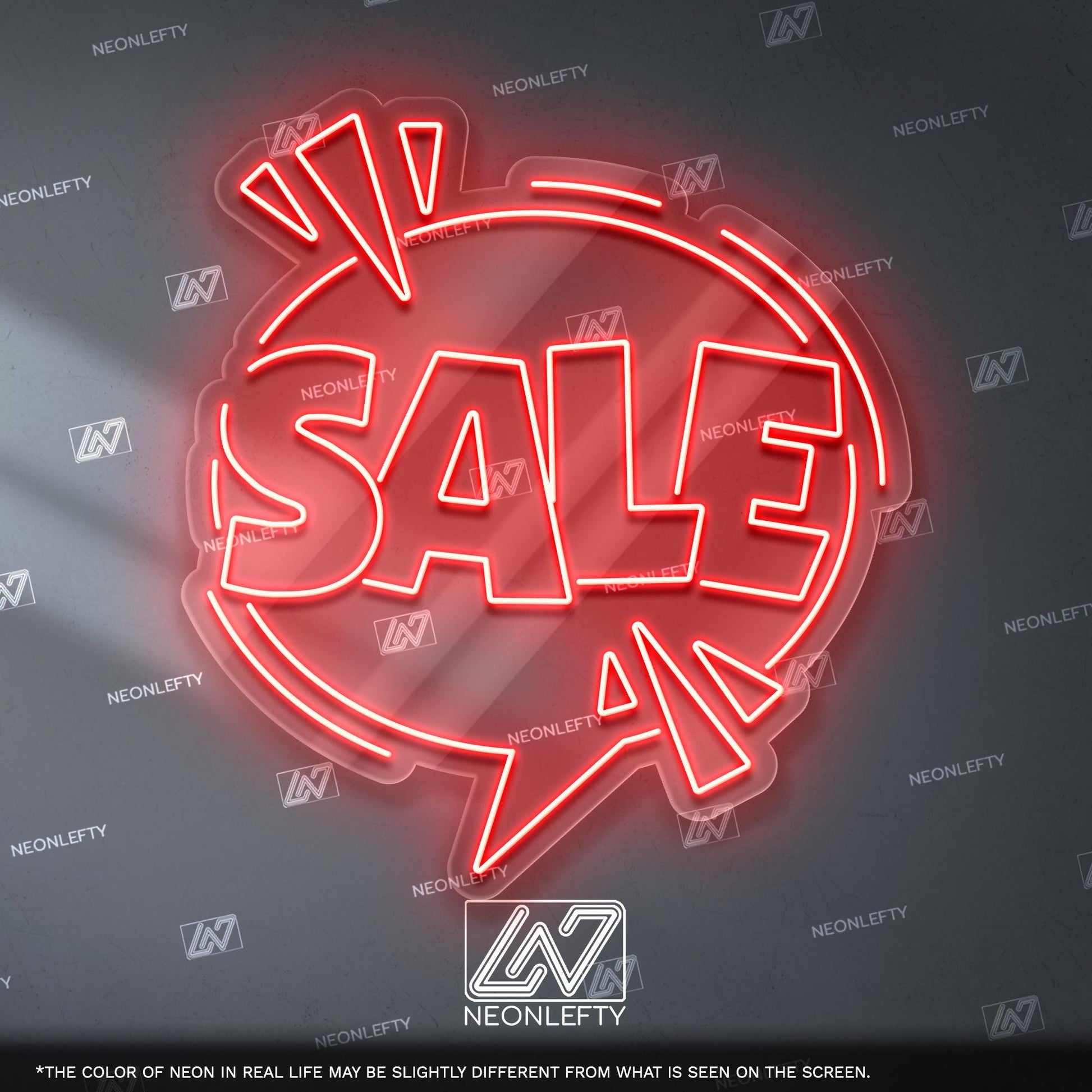 Sale Neon Sign - Bold and attention-grabbing neon sign in comic style, perfect for shops, boutiques, markets, pop-up stores, event displays