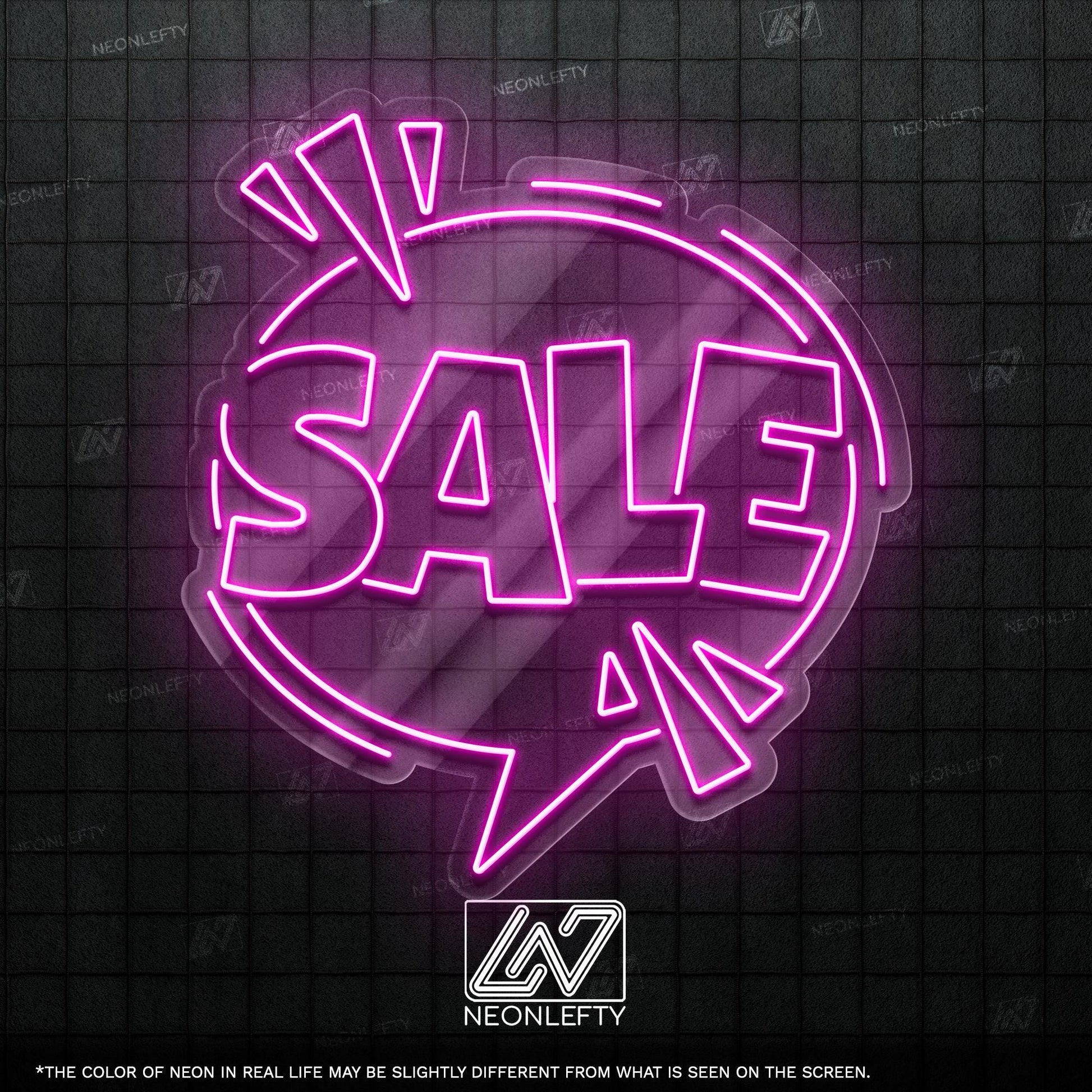 Sale Neon Sign - Bold and attention-grabbing neon sign in comic style, perfect for shops, boutiques, markets, pop-up stores, event displays
