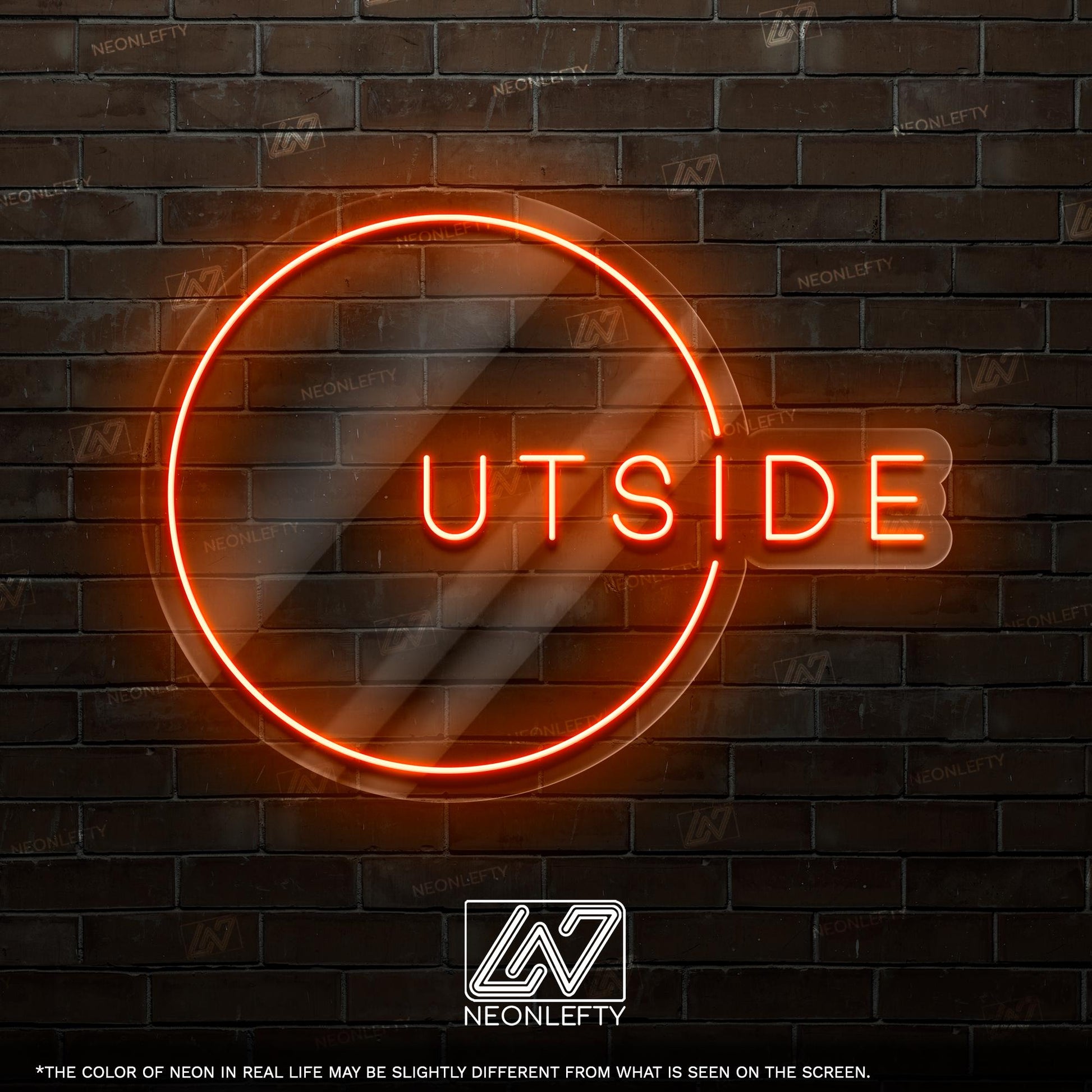 Outside Neon Sign - Modern LED sign with circular design, perfect for terrace, balcony, patio lounge, or nature-inspired interiors