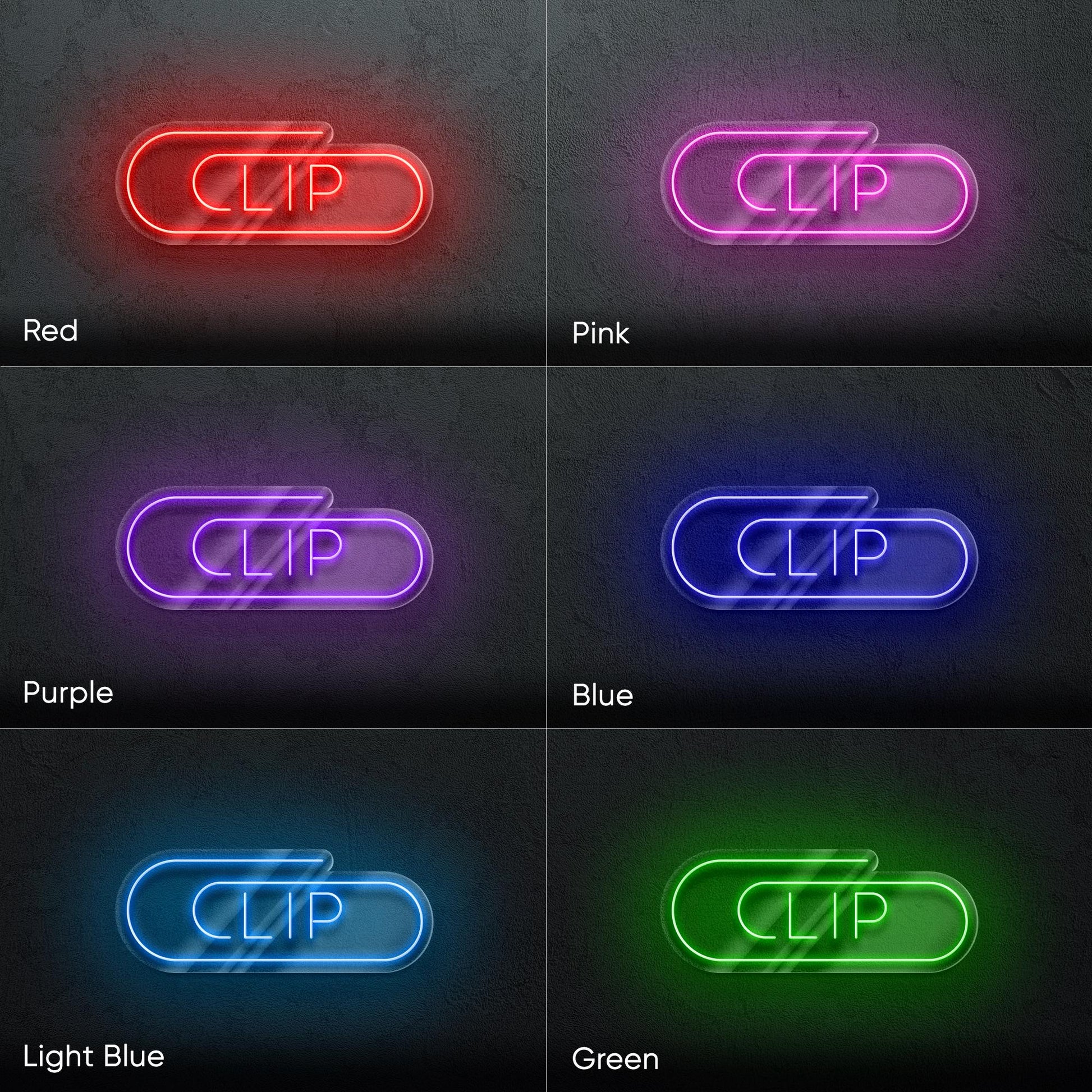 Clip Neon Sign - Minimalist LED wall sign with paperclip-inspired shape, ideal for office decor, study rooms, workspaces or creative studios