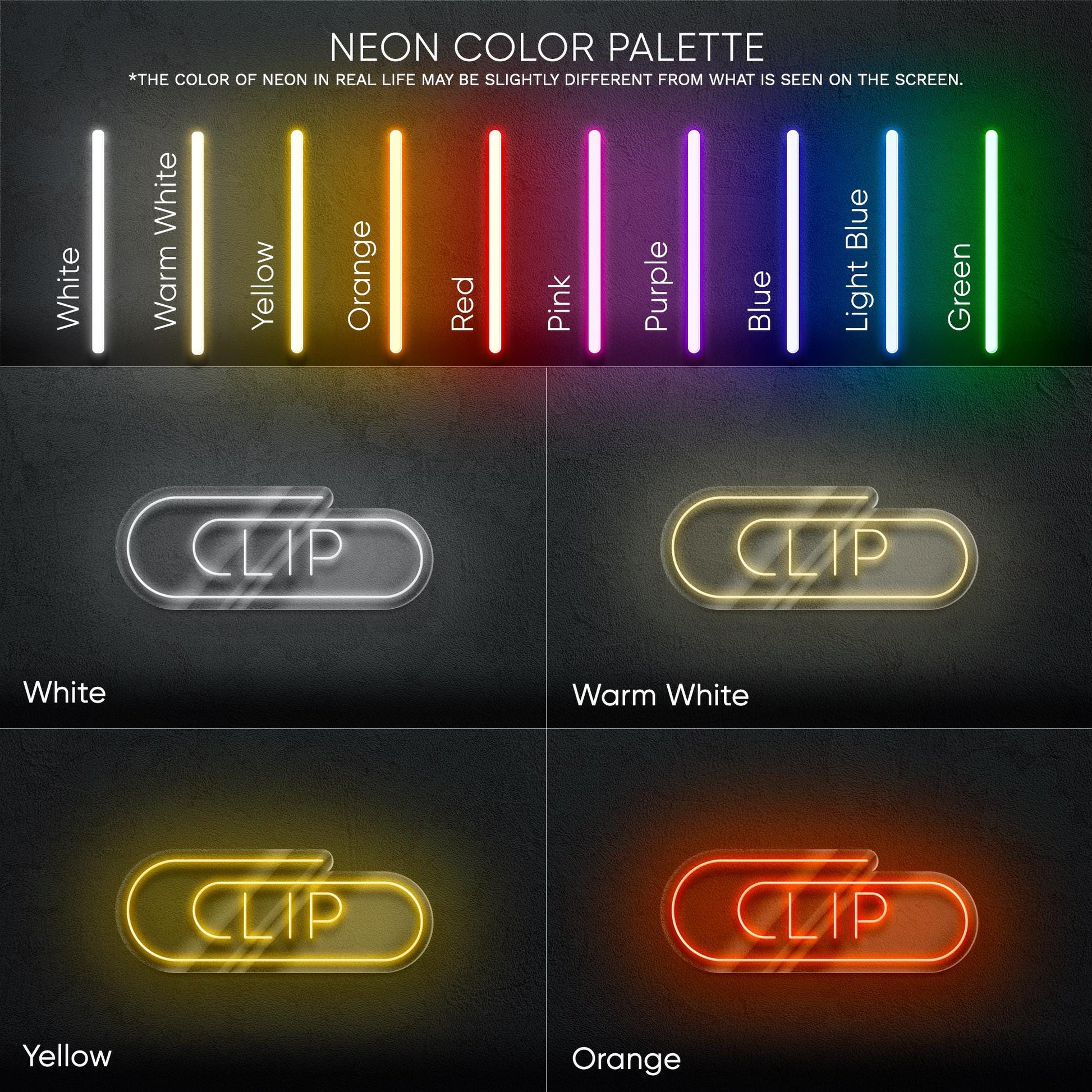 Clip Neon Sign - Minimalist LED wall sign with paperclip-inspired shape, ideal for office decor, study rooms, workspaces or creative studios