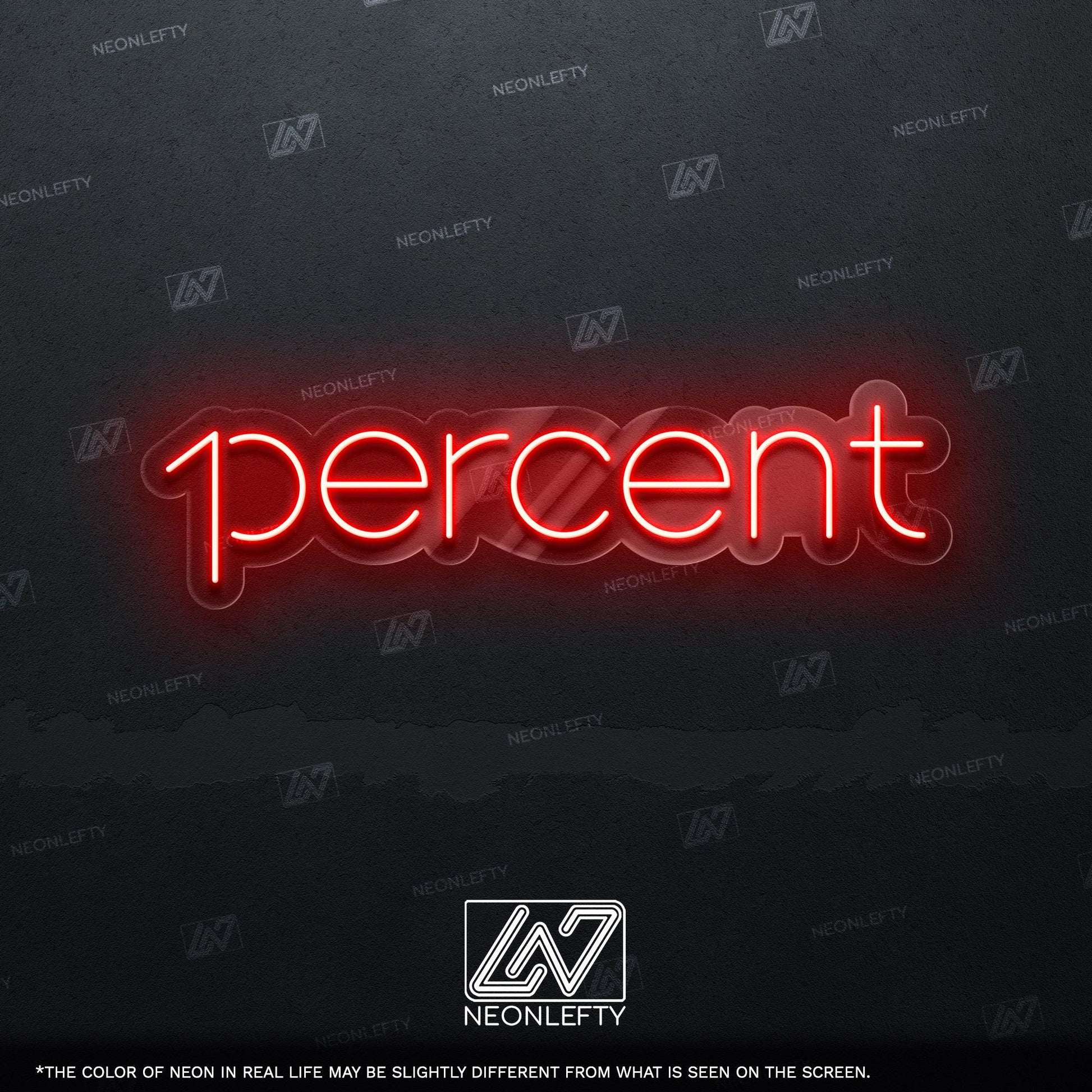 1Percent Neon Sign - Motivational LED wall decor with clean modern typography, perfect for gyms, offices, studios or goal-oriented spaces