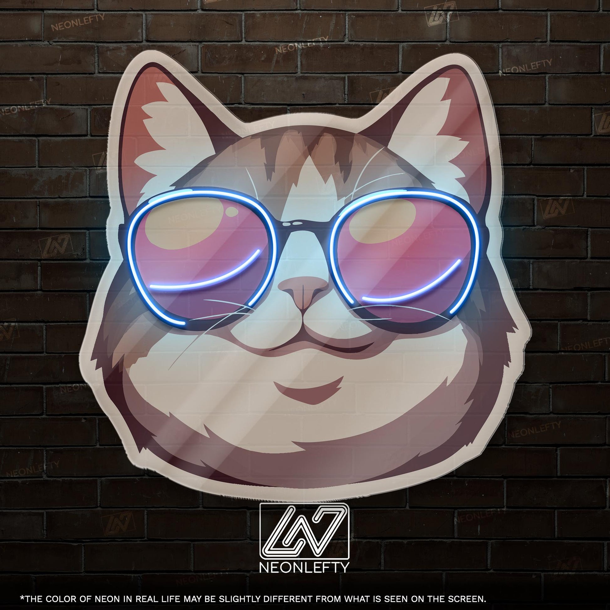 Cool Cat Neon Sign - Fun and stylish LED decor featuring a cat in sunglasses, perfect for pet lovers, kids' rooms, cafes or creative spaces