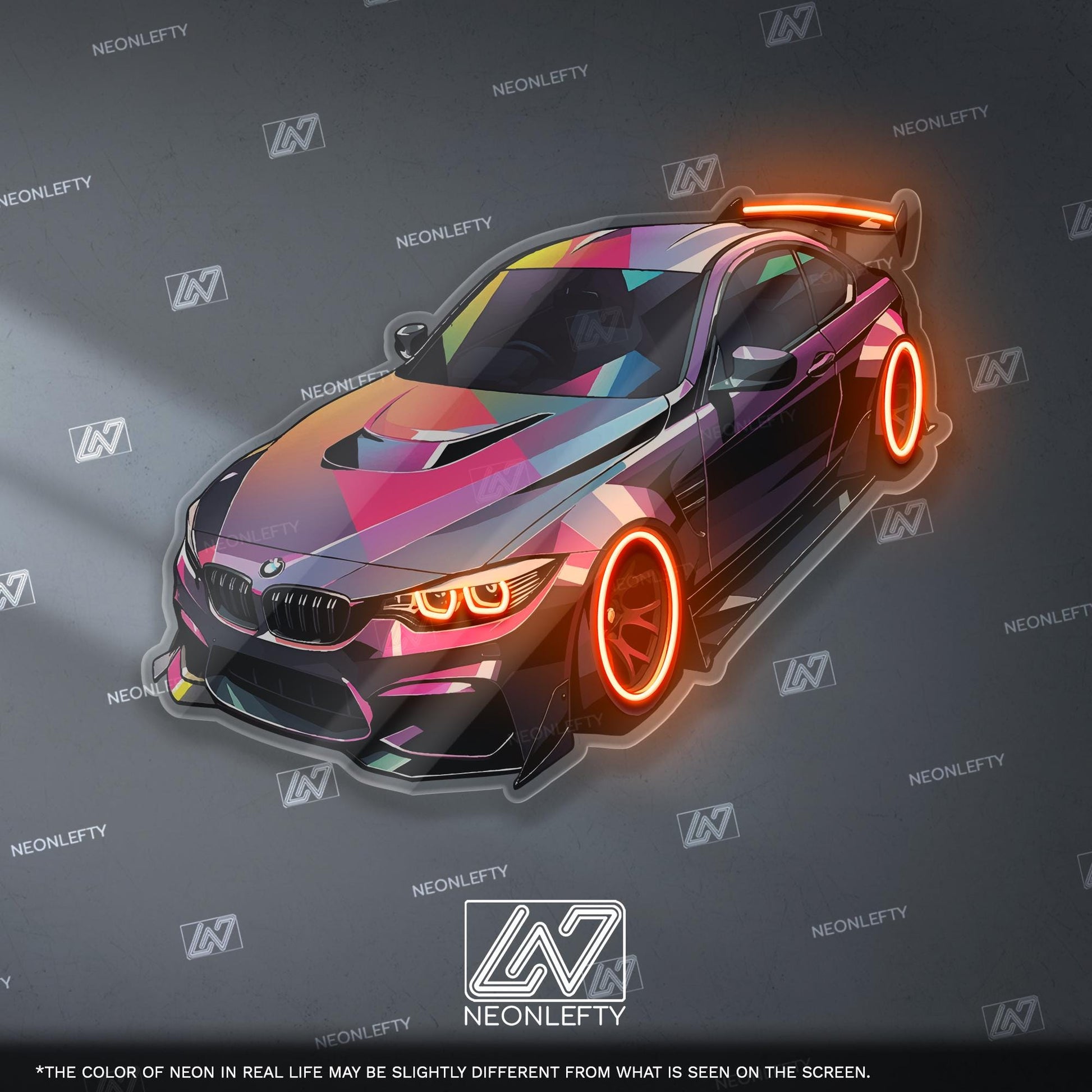 Sport Car Neon Sign - car lover LED wall decor of a stylized sports car, perfect for garages, man caves, game rooms, auto enthusiast spaces