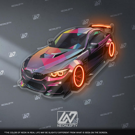 Sport Car Neon Sign - car lover LED wall decor of a stylized sports car, perfect for garages, man caves, game rooms, auto enthusiast spaces