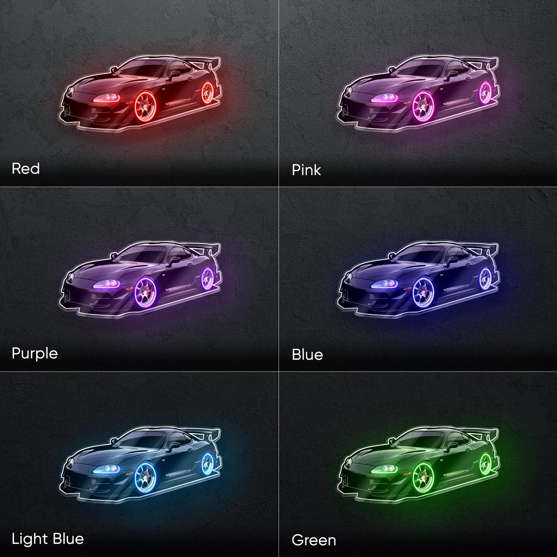 Sport Car Neon Sign - car lover LED wall decor of a stylized sports car, perfect for garages, man caves, game rooms, auto enthusiast spaces