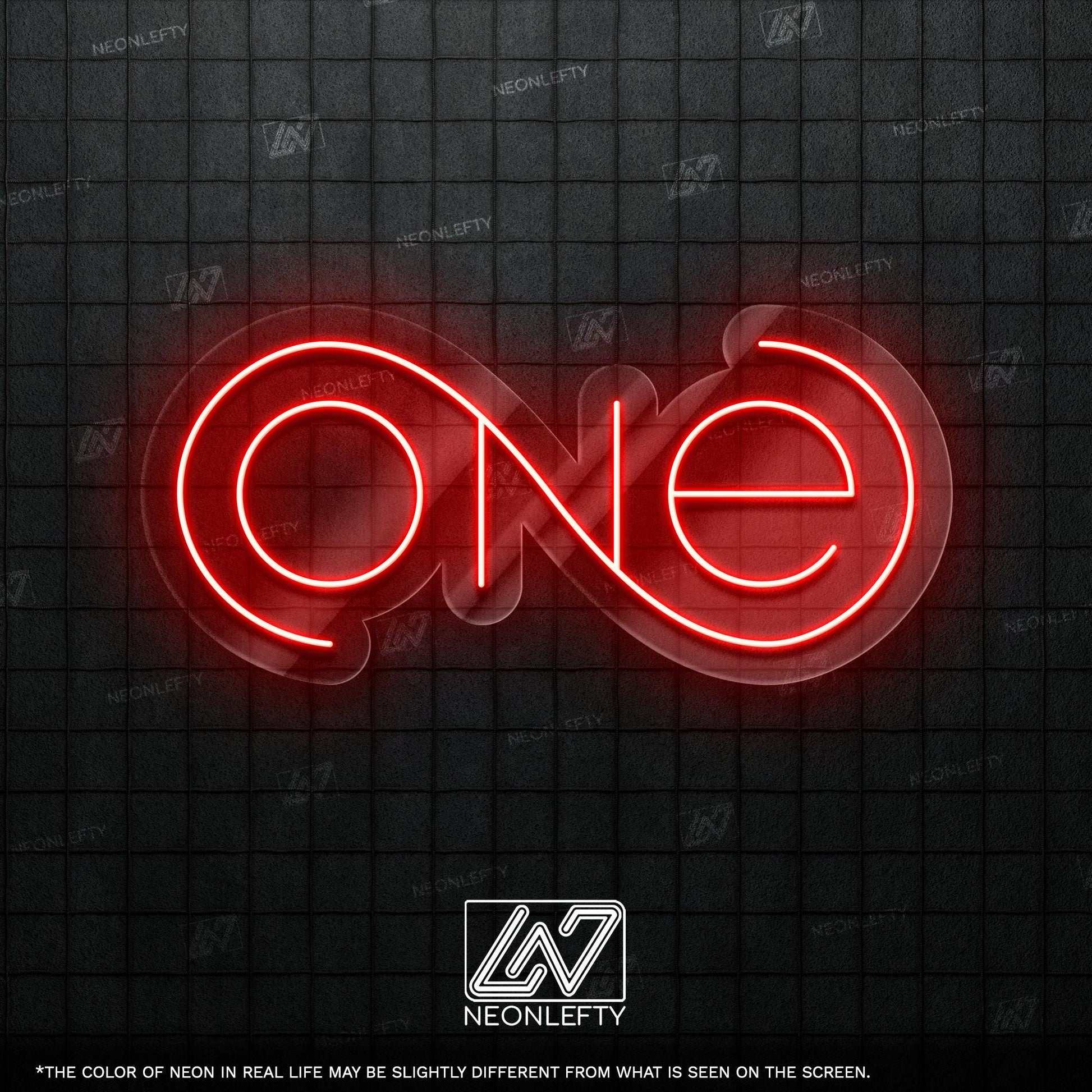 One Neon Sign - Elegant LED wall art with continuous loop design, perfect for bedrooms, offices, meditation rooms,symbolic interior accents.