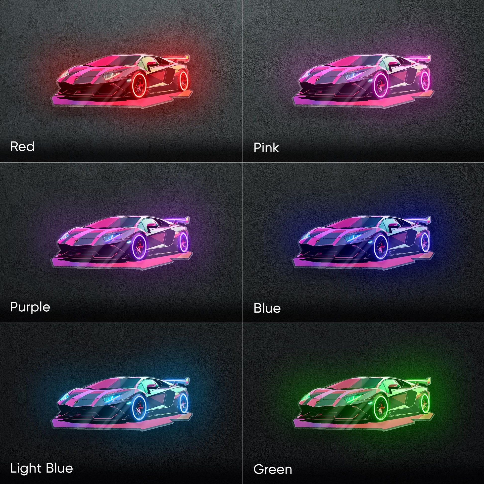 Lamborghini Neon Sign - Sleek LED wall art featuring a stylized supercar, perfect for garages, game rooms, car cafes or automotive showrooms