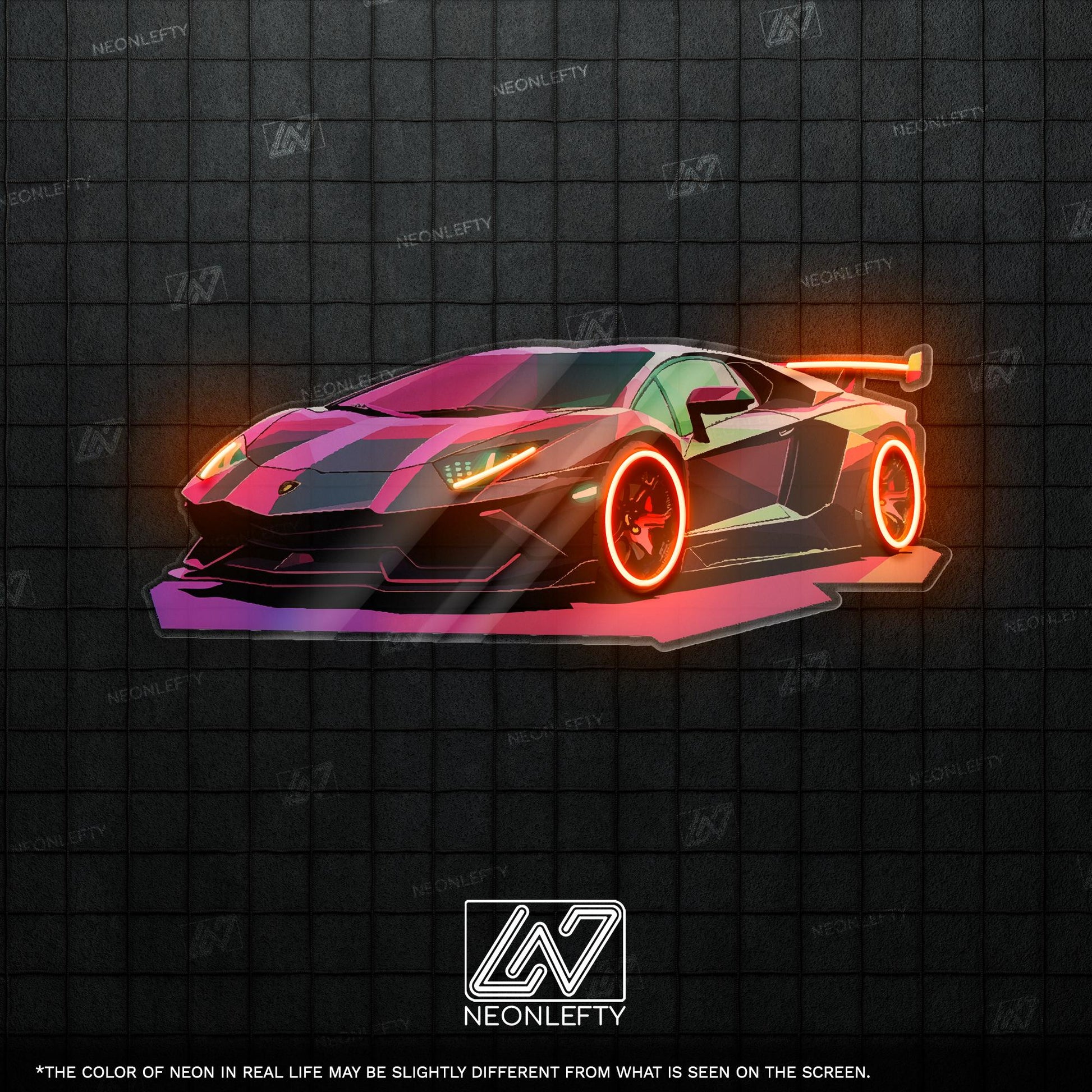 Lamborghini Neon Sign - Sleek LED wall art featuring a stylized supercar, perfect for garages, game rooms, car cafes or automotive showrooms