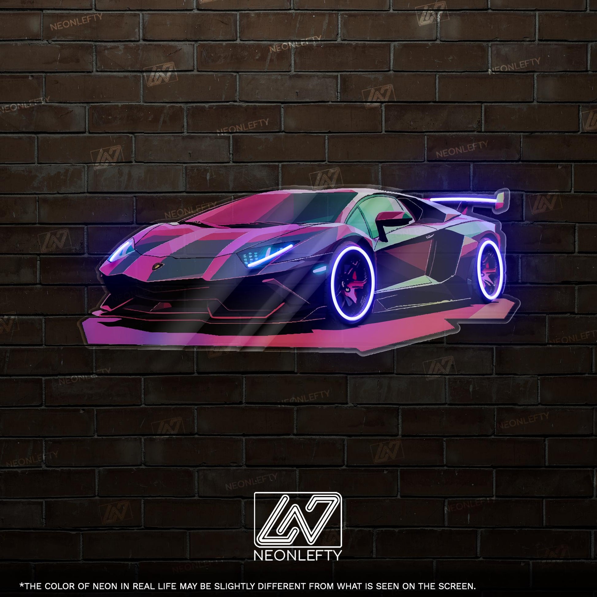 Lamborghini Neon Sign - Sleek LED wall art featuring a stylized supercar, perfect for garages, game rooms, car cafes or automotive showrooms