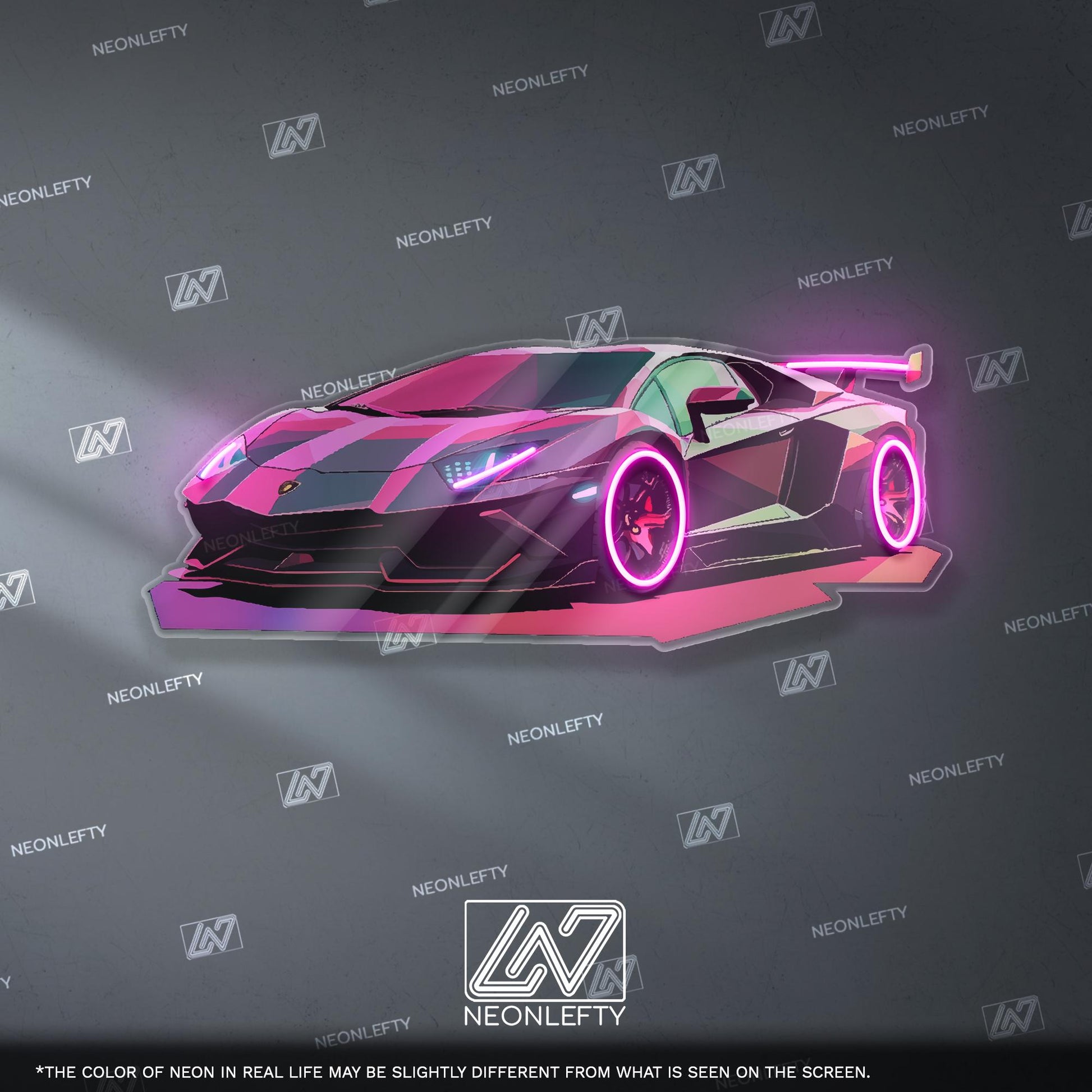 Lamborghini Neon Sign - Sleek LED wall art featuring a stylized supercar, perfect for garages, game rooms, car cafes or automotive showrooms