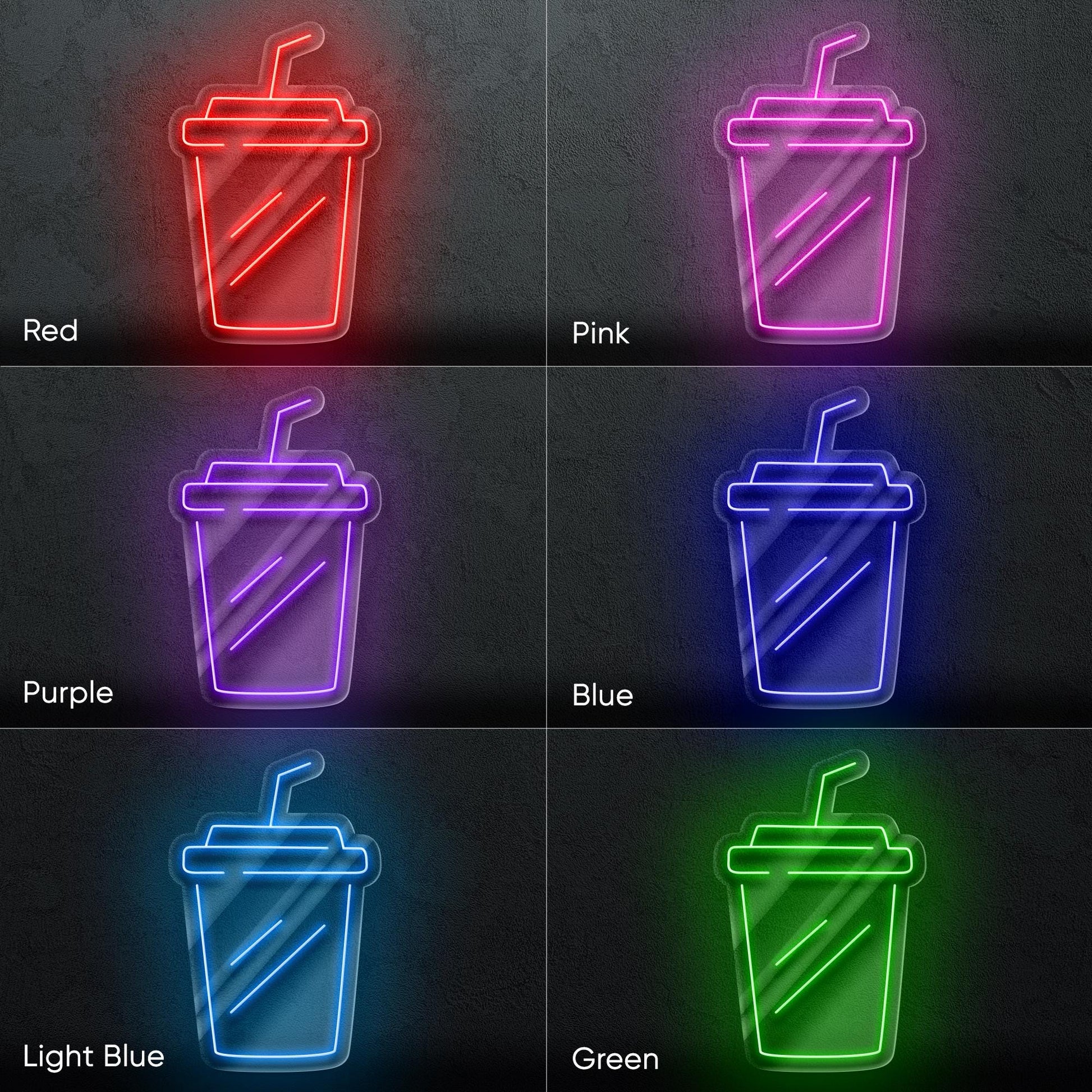 Coffee Cup Neon Sign - Minimal LED art shaped like a takeaway cup with straw, perfect for cafes, kitchens, offices or modern coffee corners
