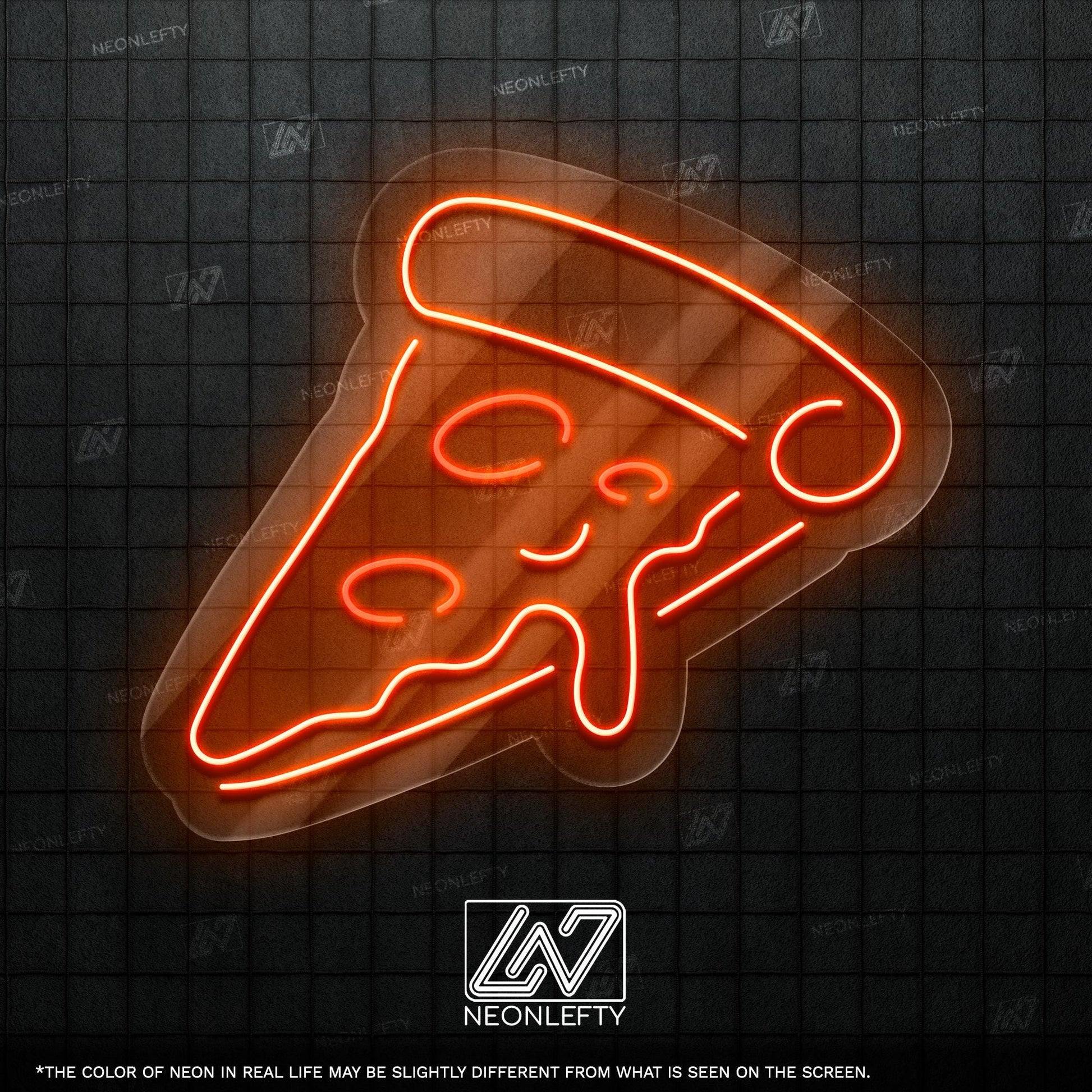 Pizza Slice Neon Sign - Fun and tasty-looking LED wall art shaped like a dripping slice, perfect for pizzerias, kitchens, cafes or fast food