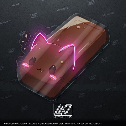 Kawaii Chocolate Bar Cat Neon Sign - Cute and playful LED decor combining a cat and candy bar, perfect for kids rooms, cafes, gift shops