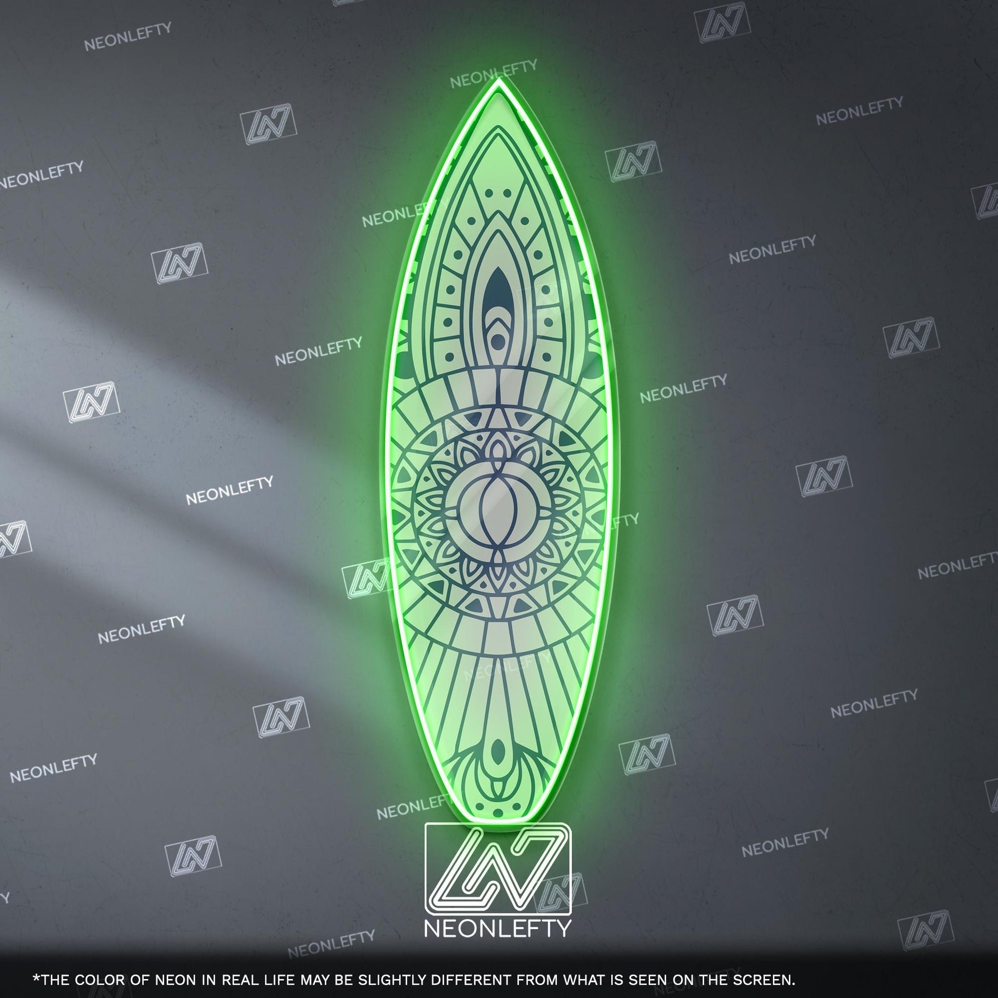 Surfboard Neon Sign - LED wall decor inspired by surf culture and ocean waves, perfect for bars, summer rooms, cafes or coastal interiors