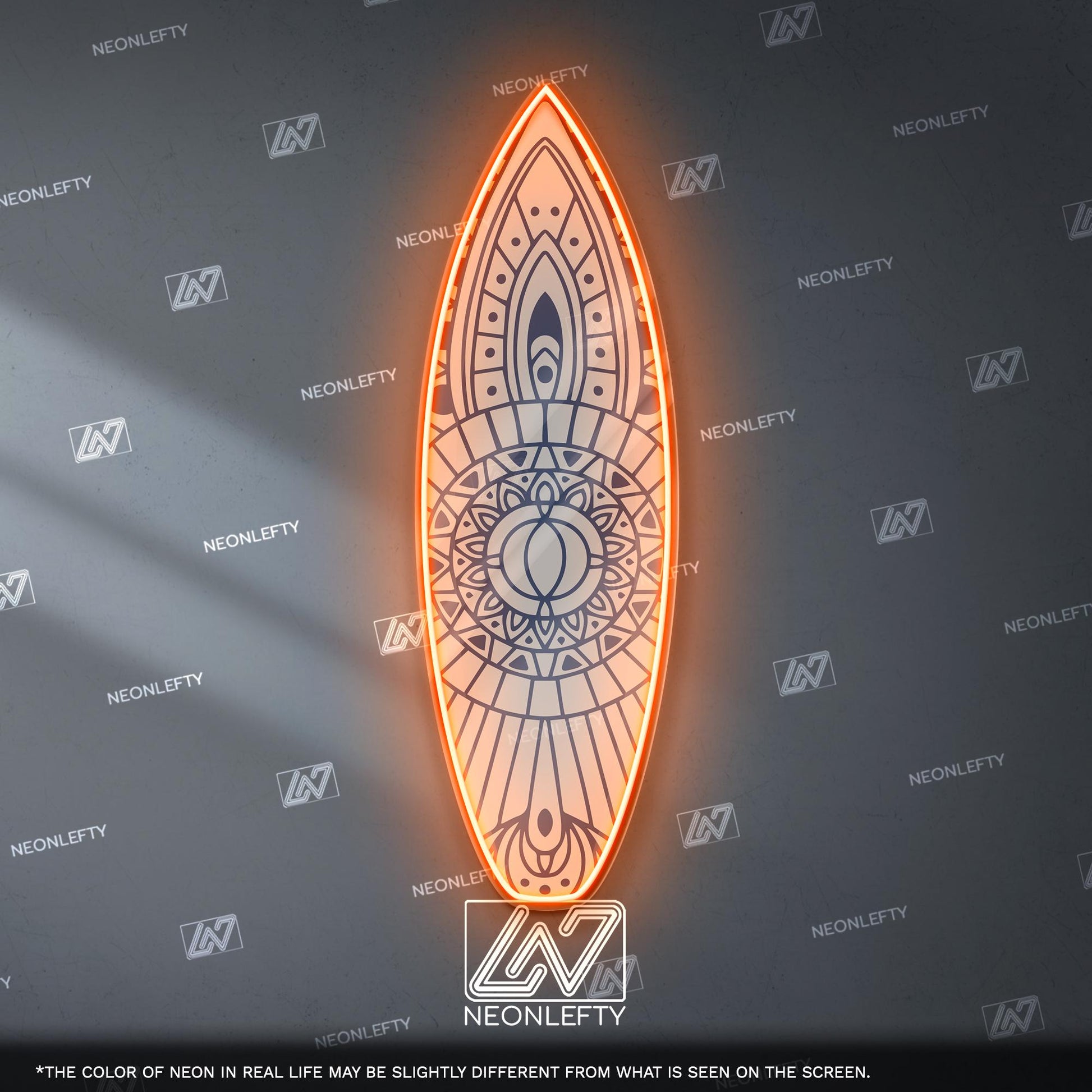 Surfboard Neon Sign - LED wall decor inspired by surf culture and ocean waves, perfect for bars, summer rooms, cafes or coastal interiors
