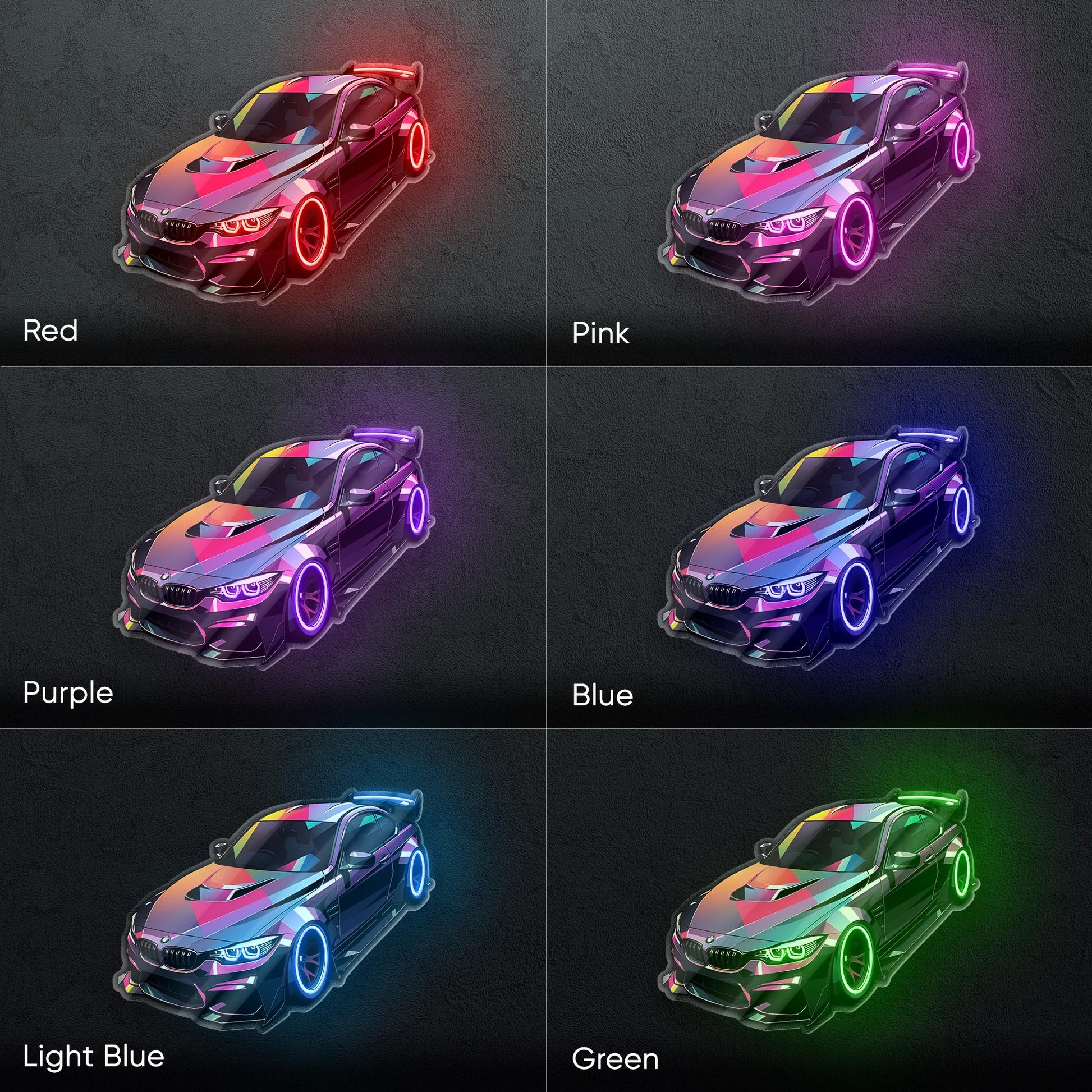 Sport Car Neon Sign - car lover LED wall decor of a stylized sports car, perfect for garages, man caves, game rooms, auto enthusiast spaces