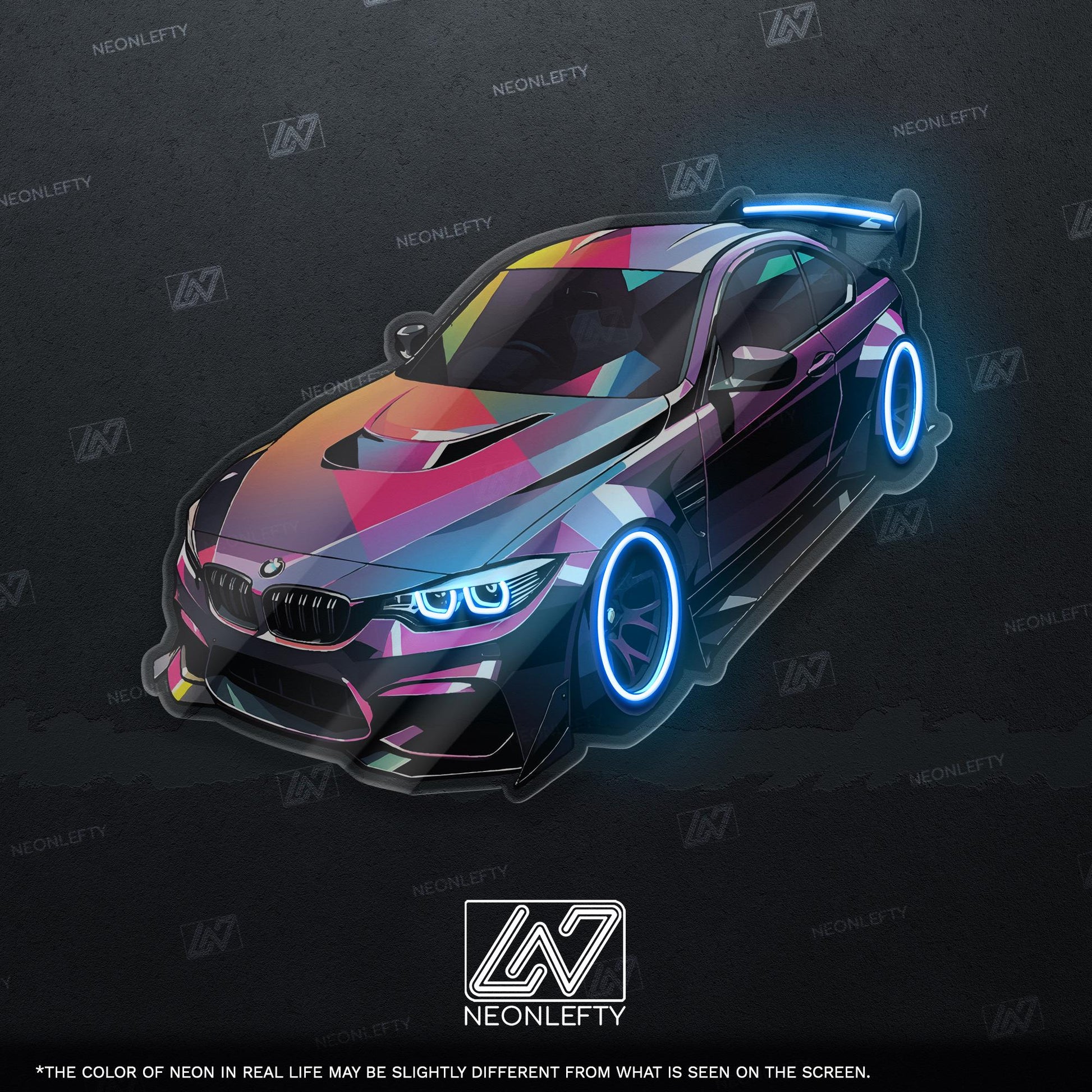 Sport Car Neon Sign - car lover LED wall decor of a stylized sports car, perfect for garages, man caves, game rooms, auto enthusiast spaces