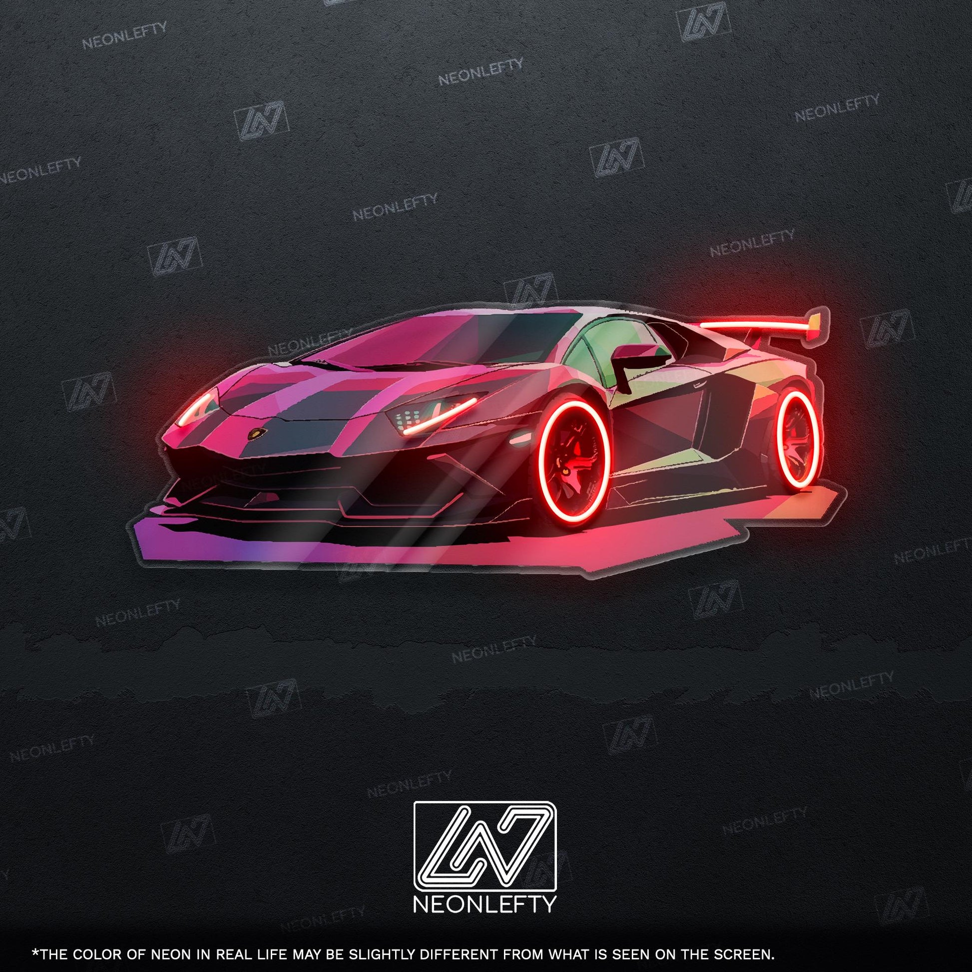 Lamborghini Neon Sign - Sleek LED wall art featuring a stylized supercar, perfect for garages, game rooms, car cafes or automotive showrooms