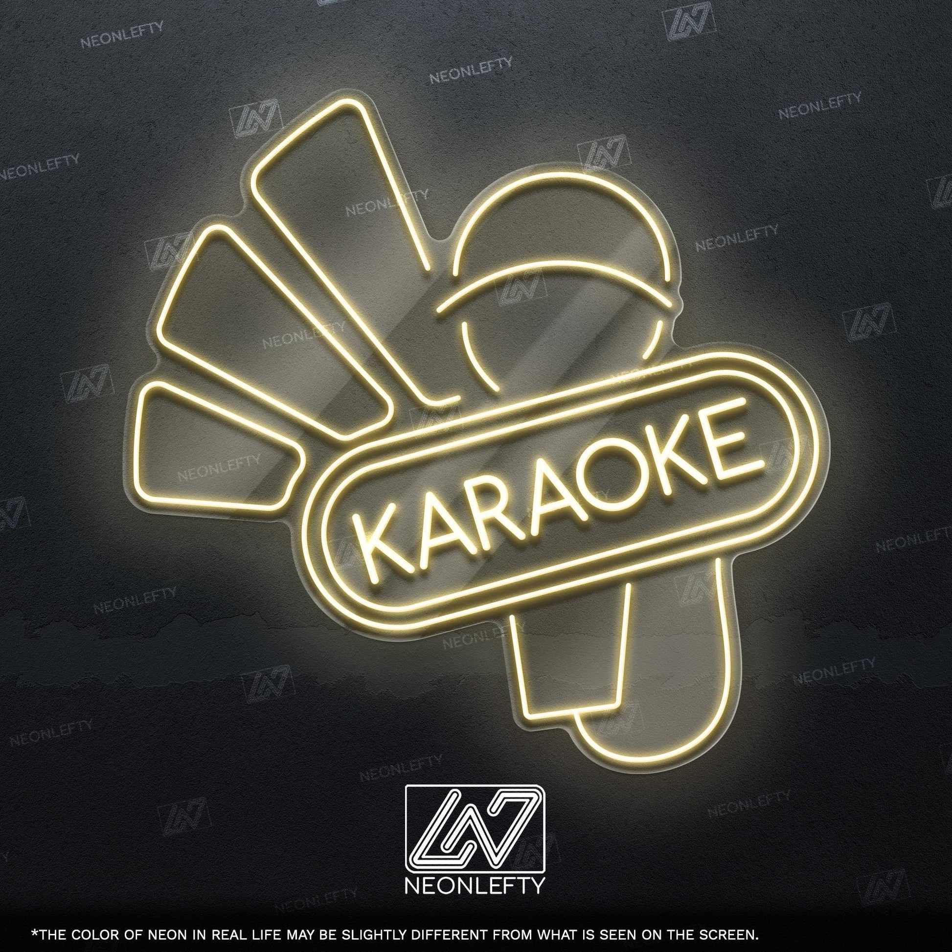 Karaoke - LED neon sign with microphone and sound waves design for karaoke bars, music rooms, home parties or singing lovers fun wall decor