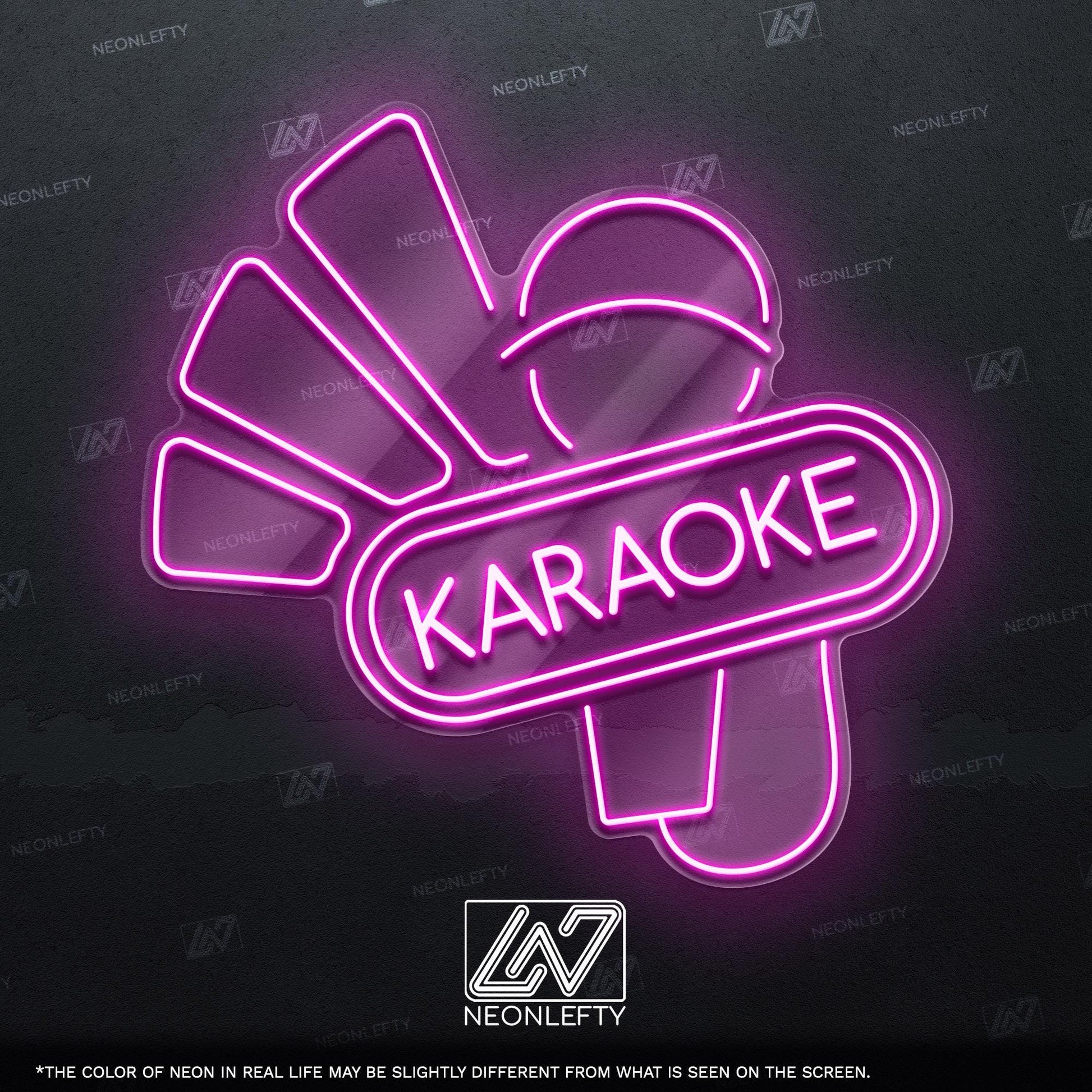 Karaoke - LED neon sign with microphone and sound waves design for karaoke bars, music rooms, home parties or singing lovers fun wall decor