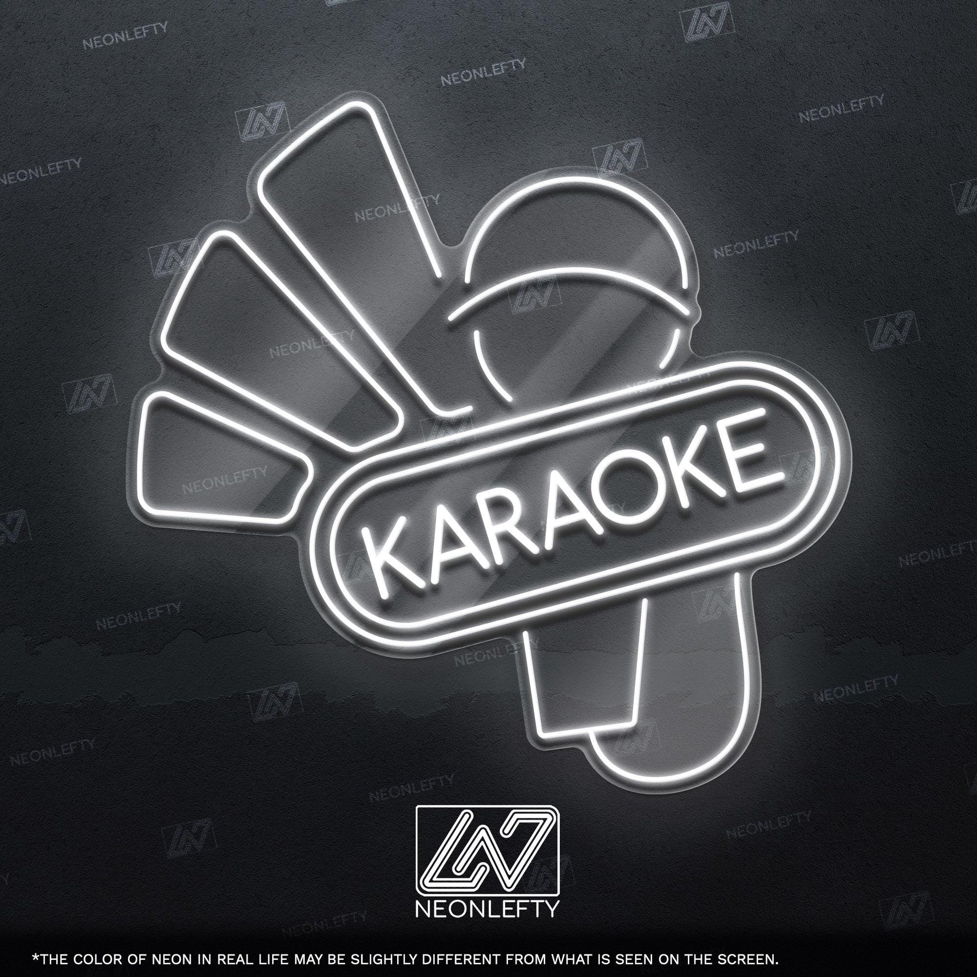 Karaoke - LED neon sign with microphone and sound waves design for karaoke bars, music rooms, home parties or singing lovers fun wall decor