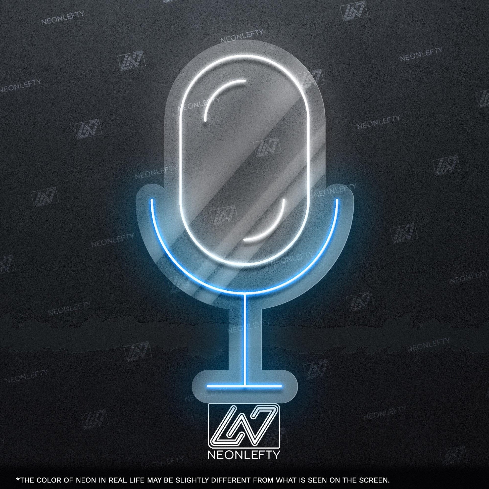 Microphone - LED neon sign, studio mic design perfect for podcast rooms, music studios, content creator setups, modern vocal-themed decor