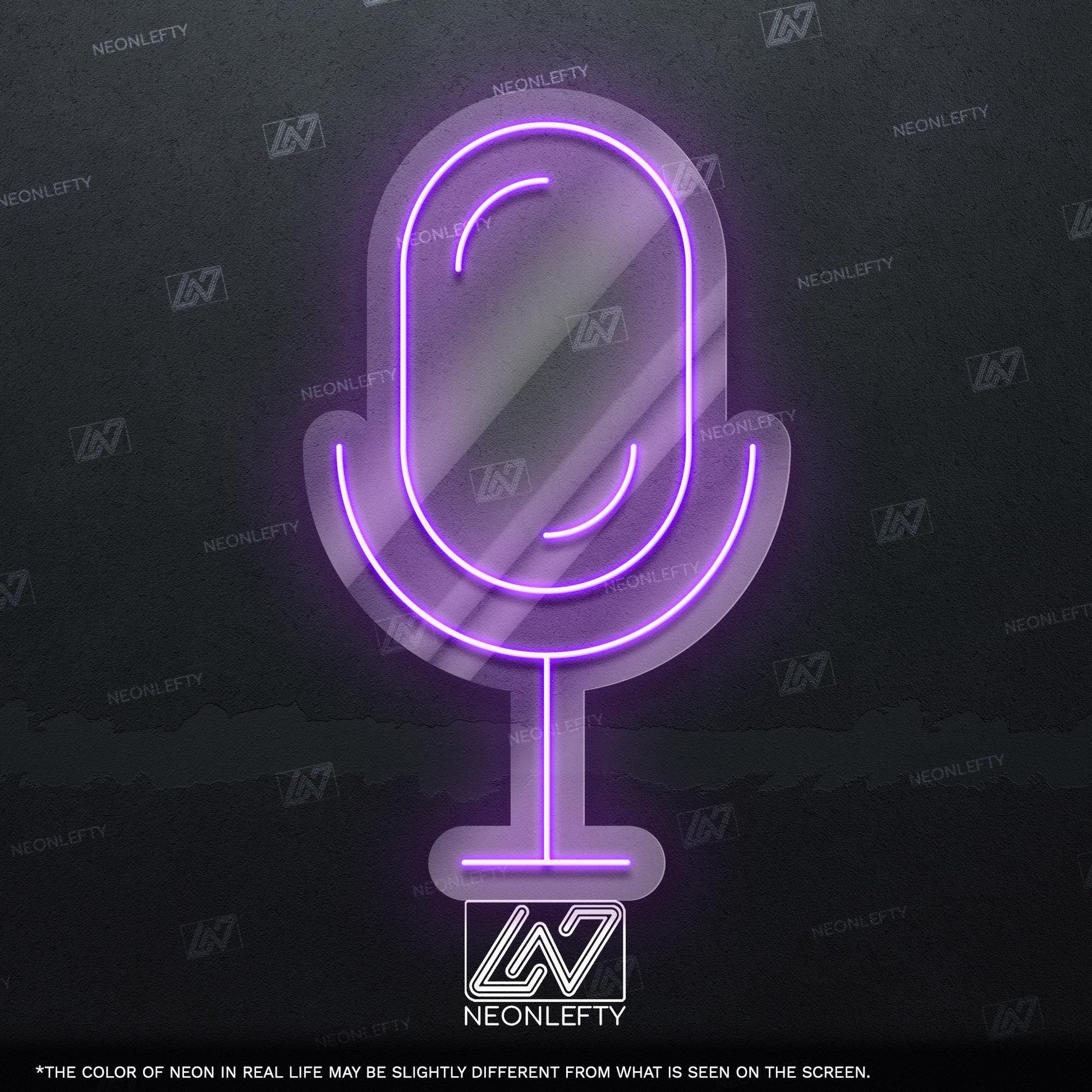 Microphone - LED neon sign, studio mic design perfect for podcast rooms, music studios, content creator setups, modern vocal-themed decor