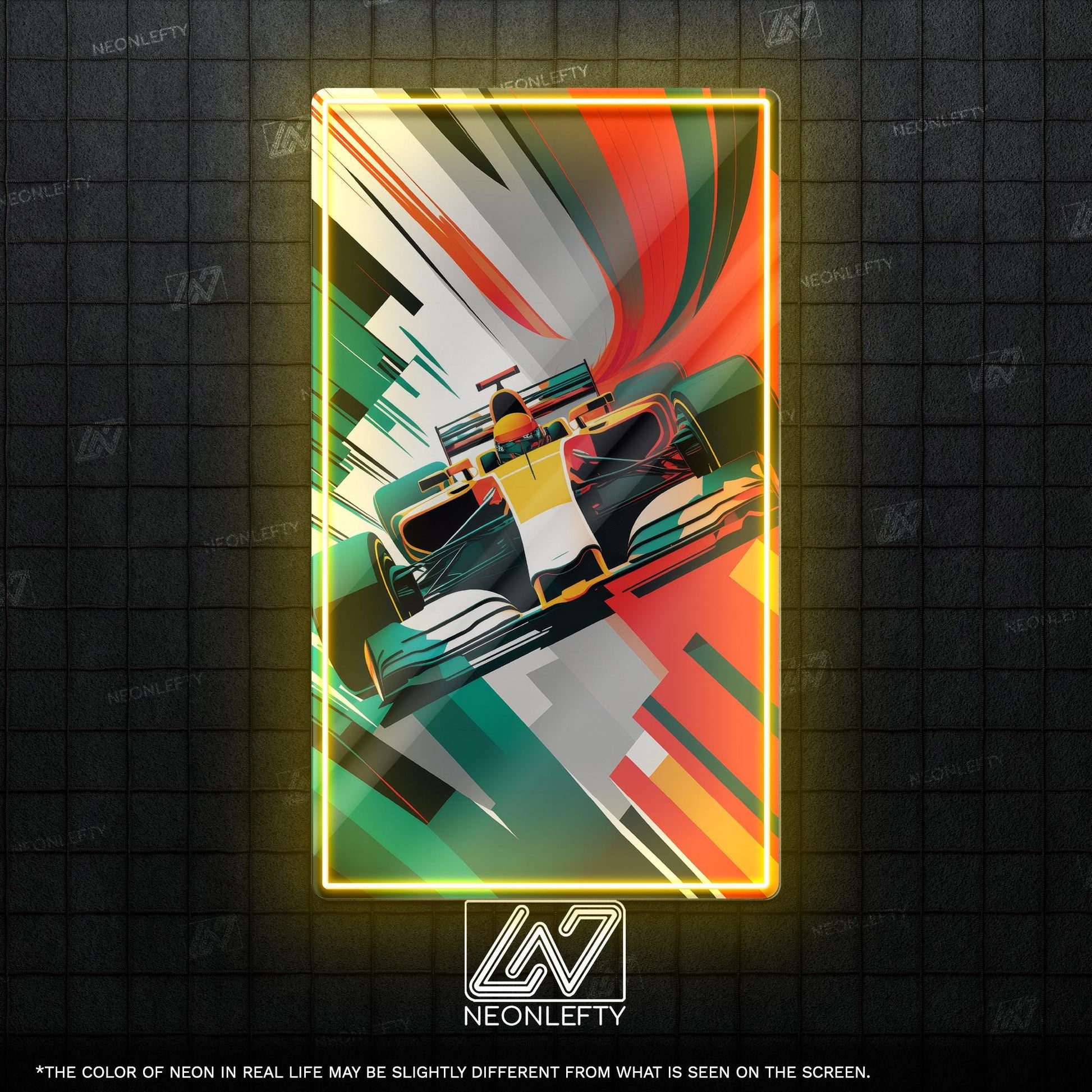 F1 Car - LED UV print neon sign with dynamic F1 race car design perfect for motorsport fans, game rooms, garages or racing-themed wall decor