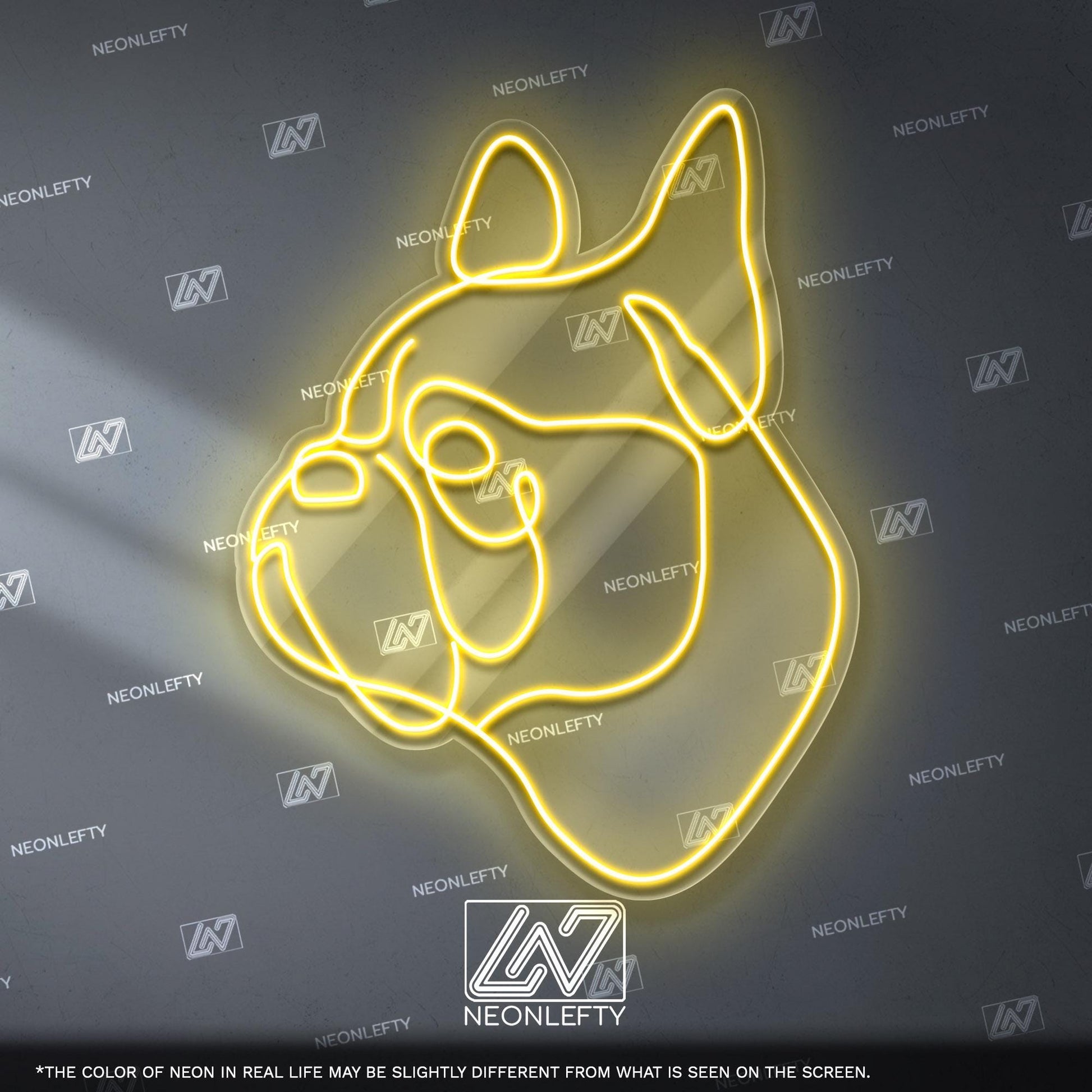 French Bulldog Neon Sign - Minimalist line dog wall art for pet lovers, perfect for living room, hallway, office or modern interior space